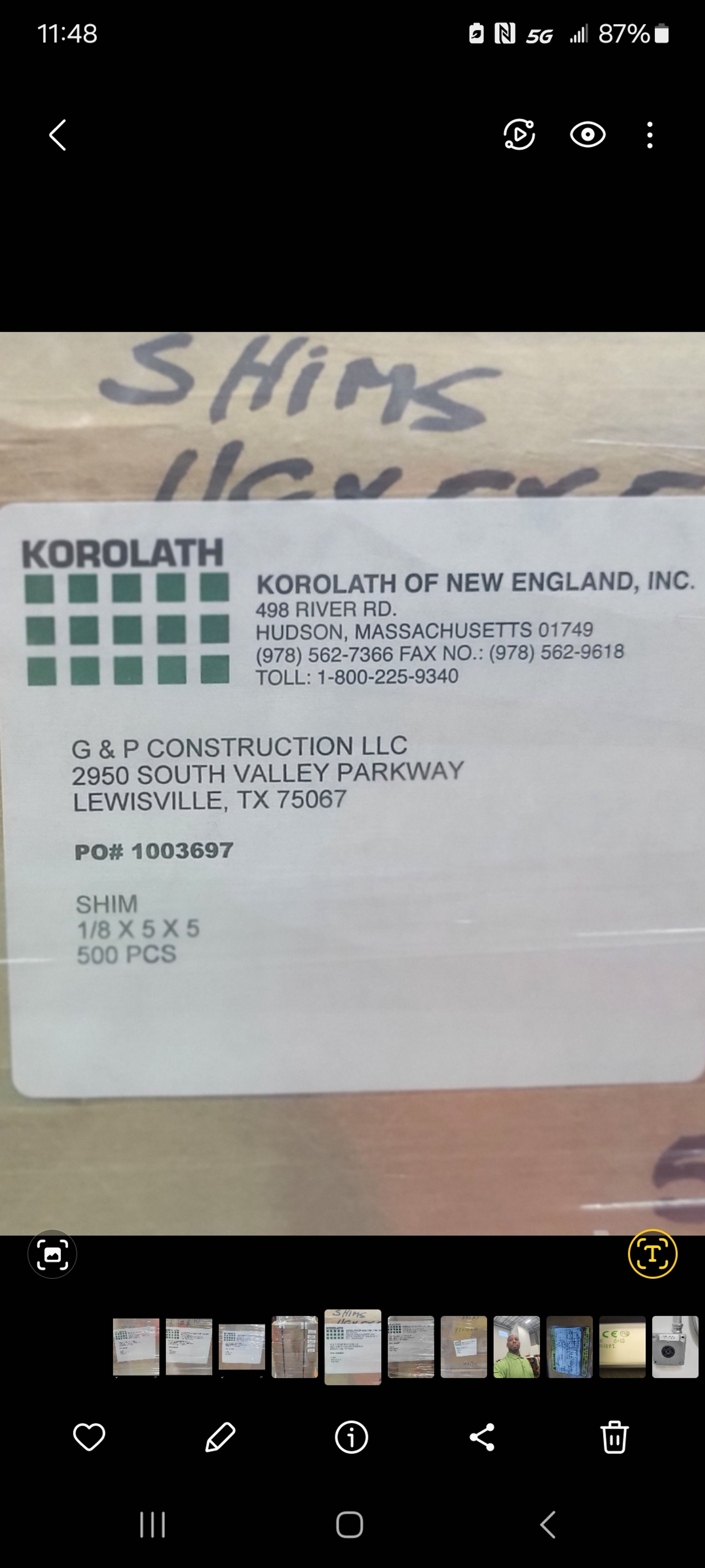 Korolath Shims - 5" x 5" x 1/8 - Document 2