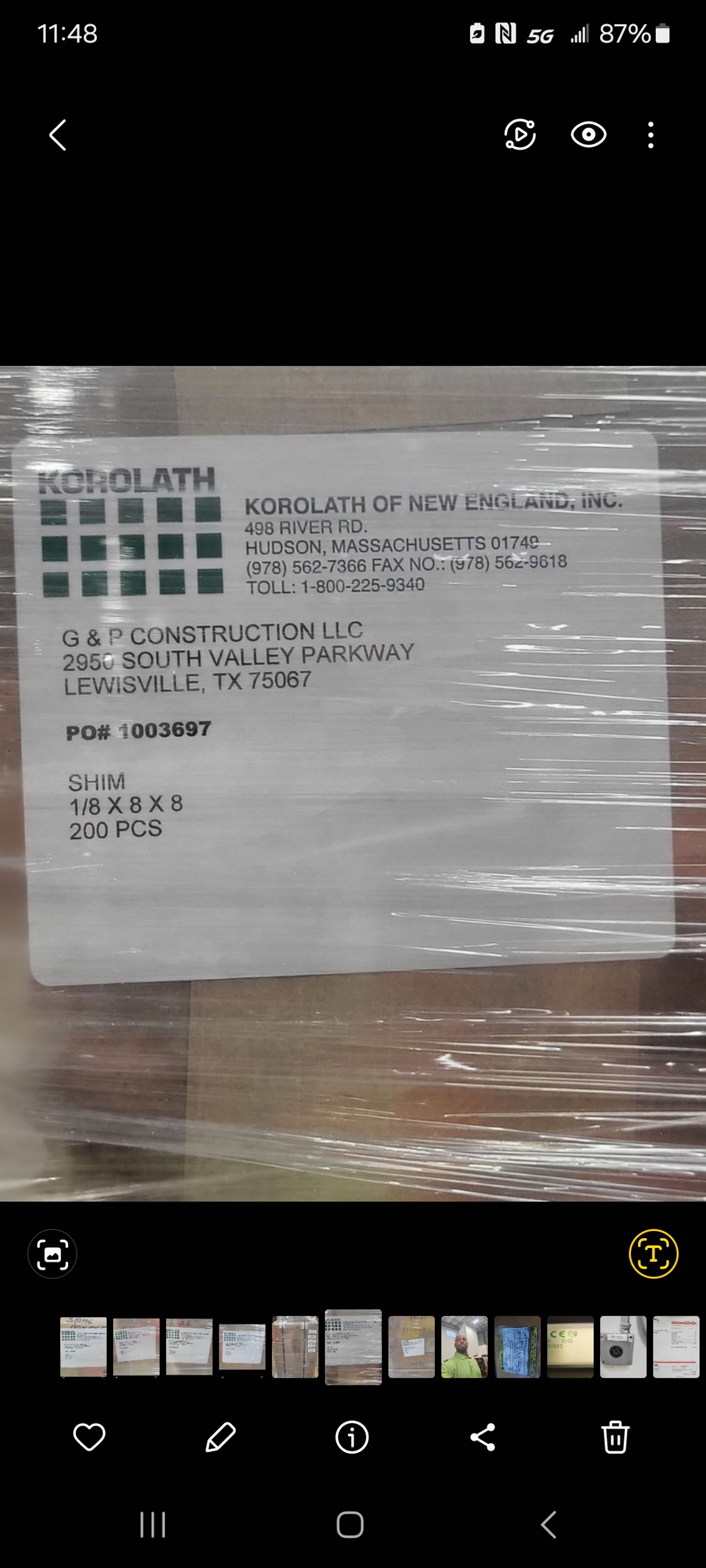 Korolath Shims - 8" x 8" x 1/8 - Document 1