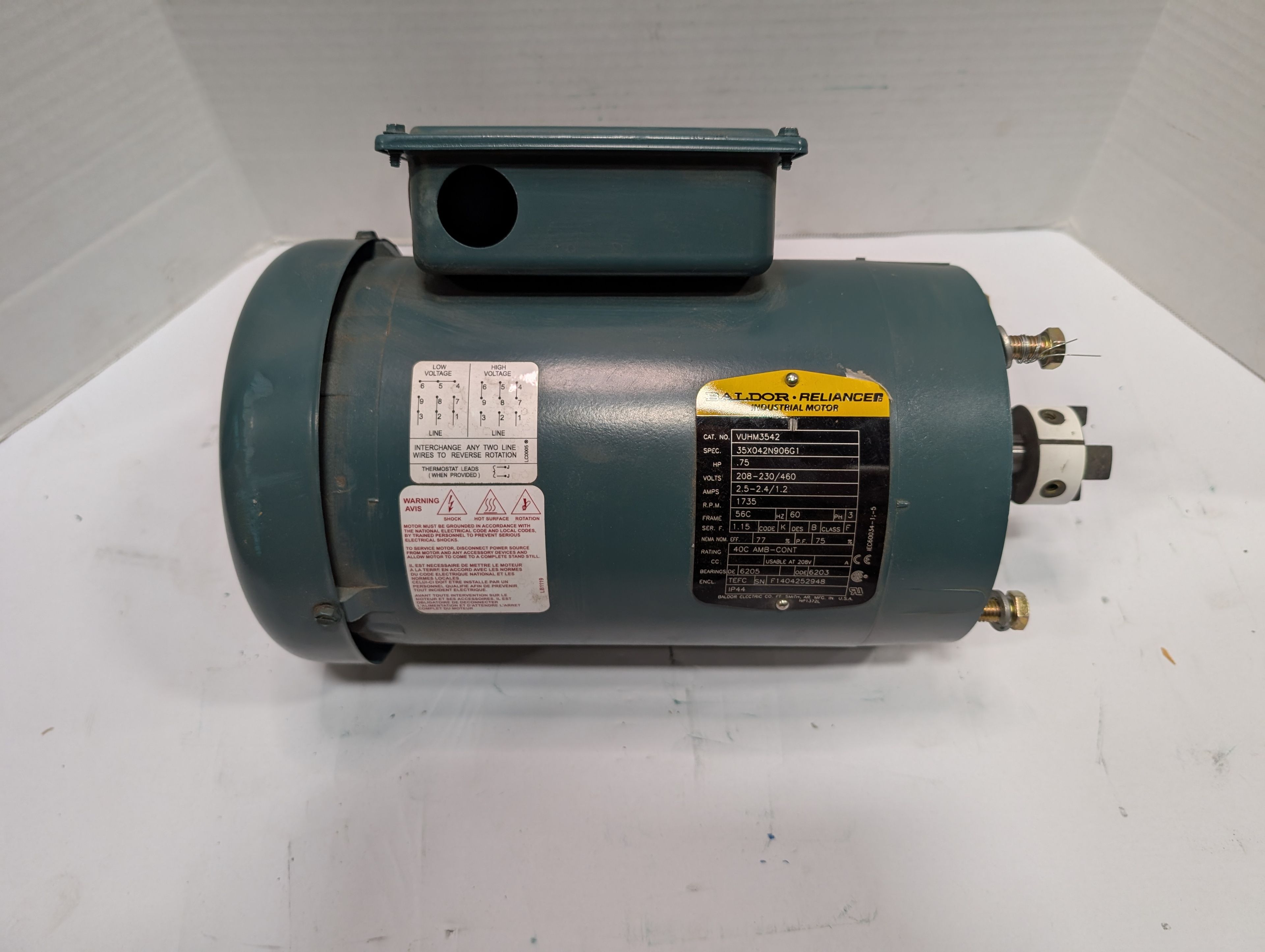 Baldor Reliance - 0.75 HP Electric Motor - VUHM3542 - Document 1