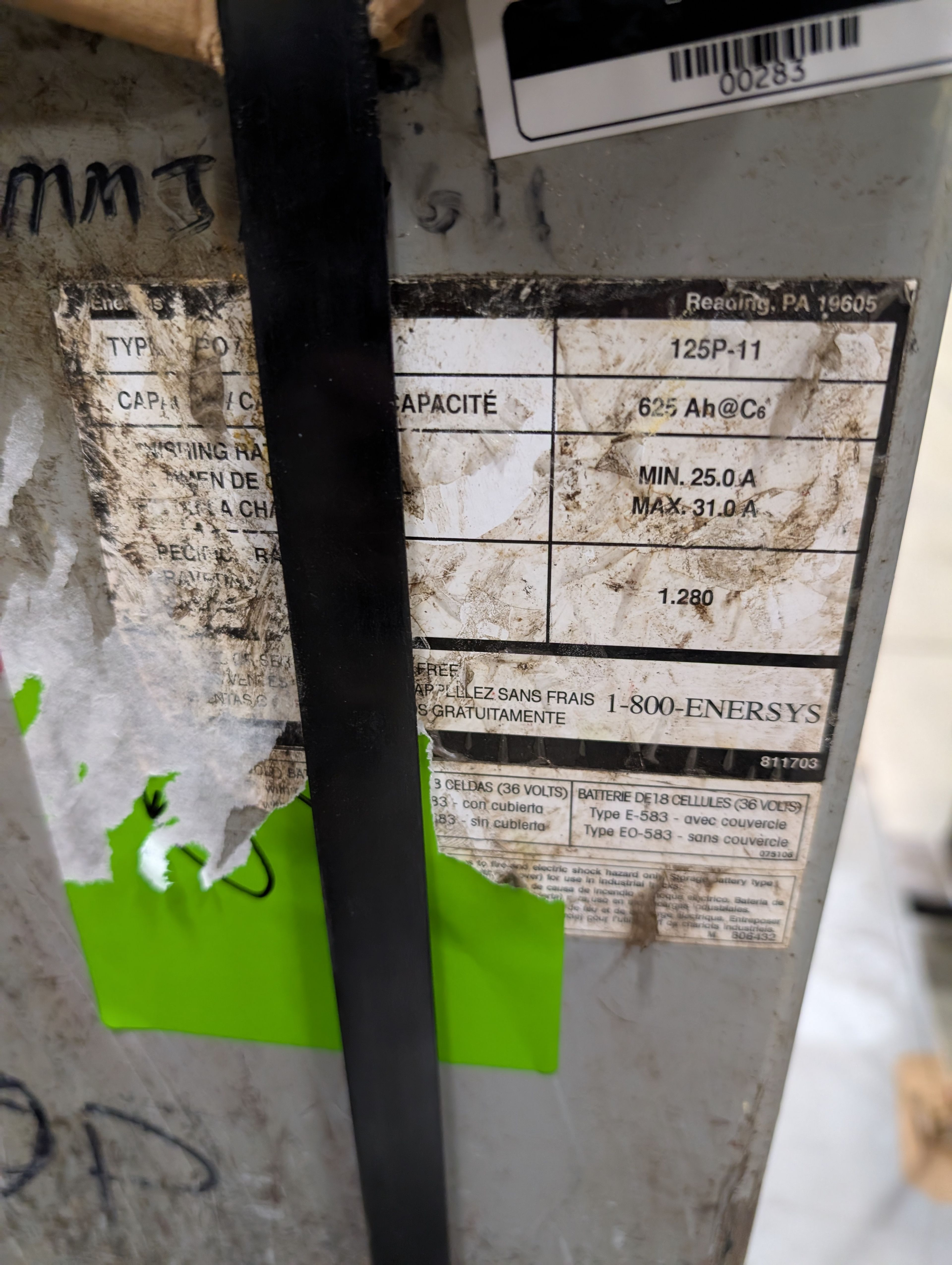 36 Volt Enersys Battery - Document 2