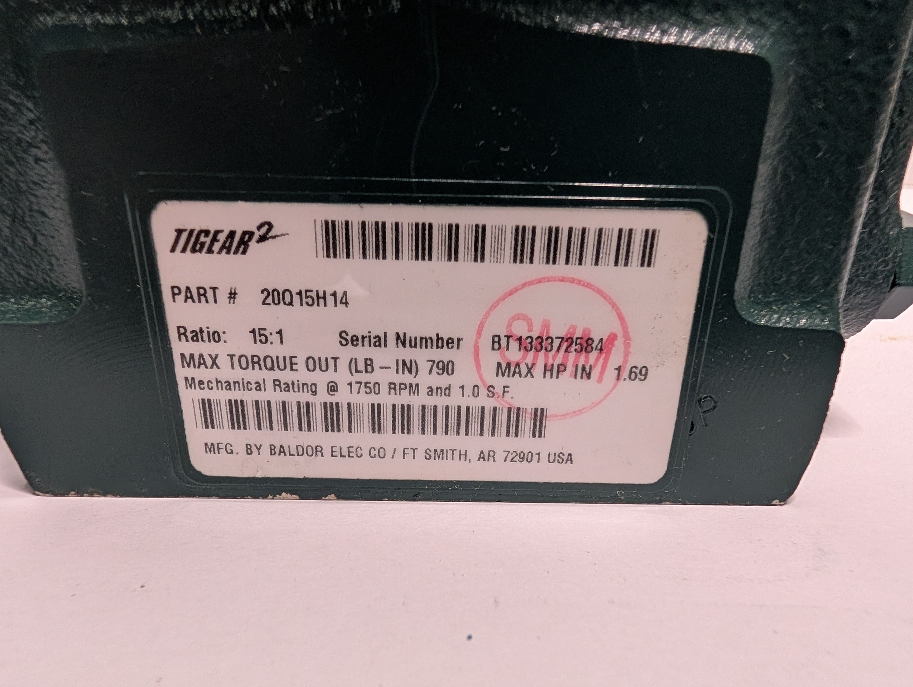 Dodge Tigear - 15:1 Gear Reducer - 20Q15H14 - Document 5