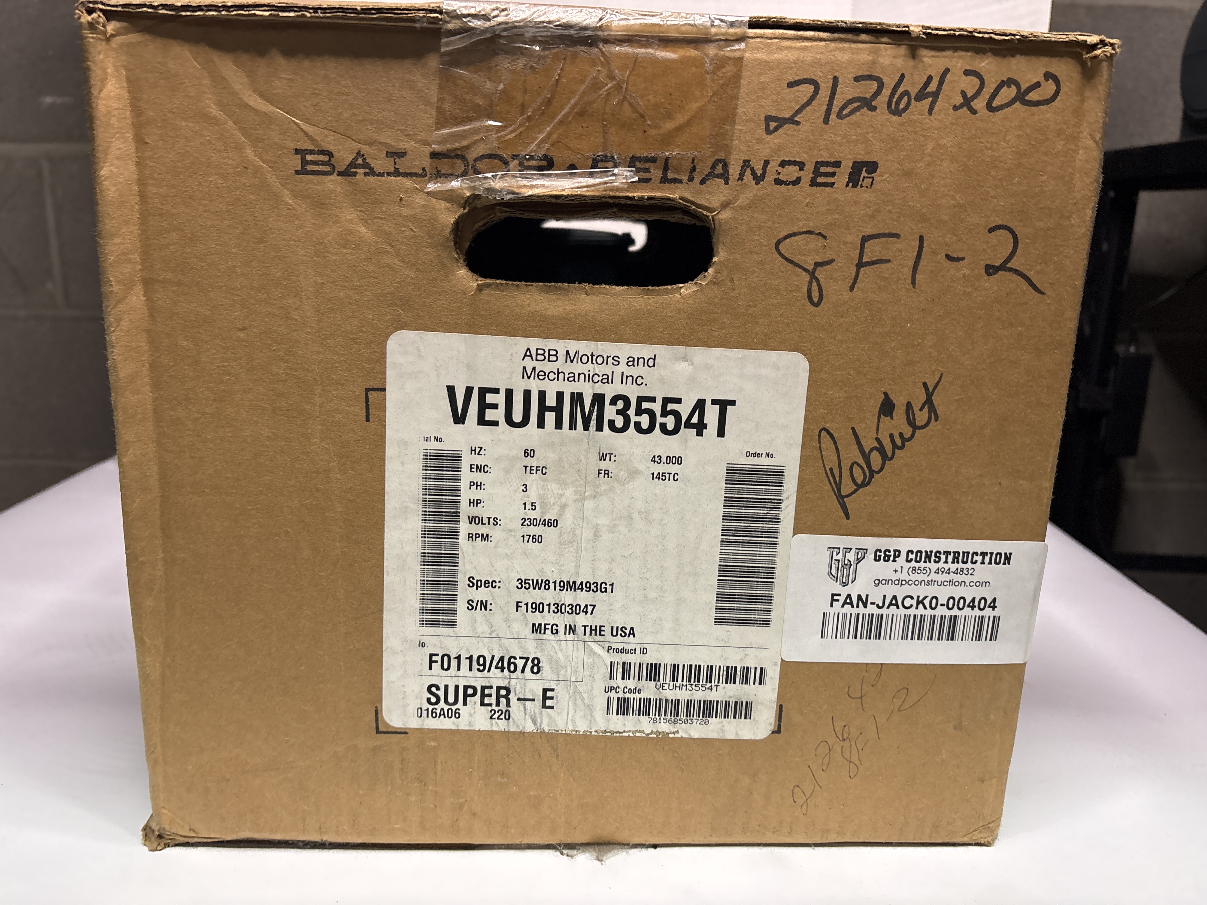 Baldor Reliance - 1.5 HP Electric Motor - VEUHM3554T