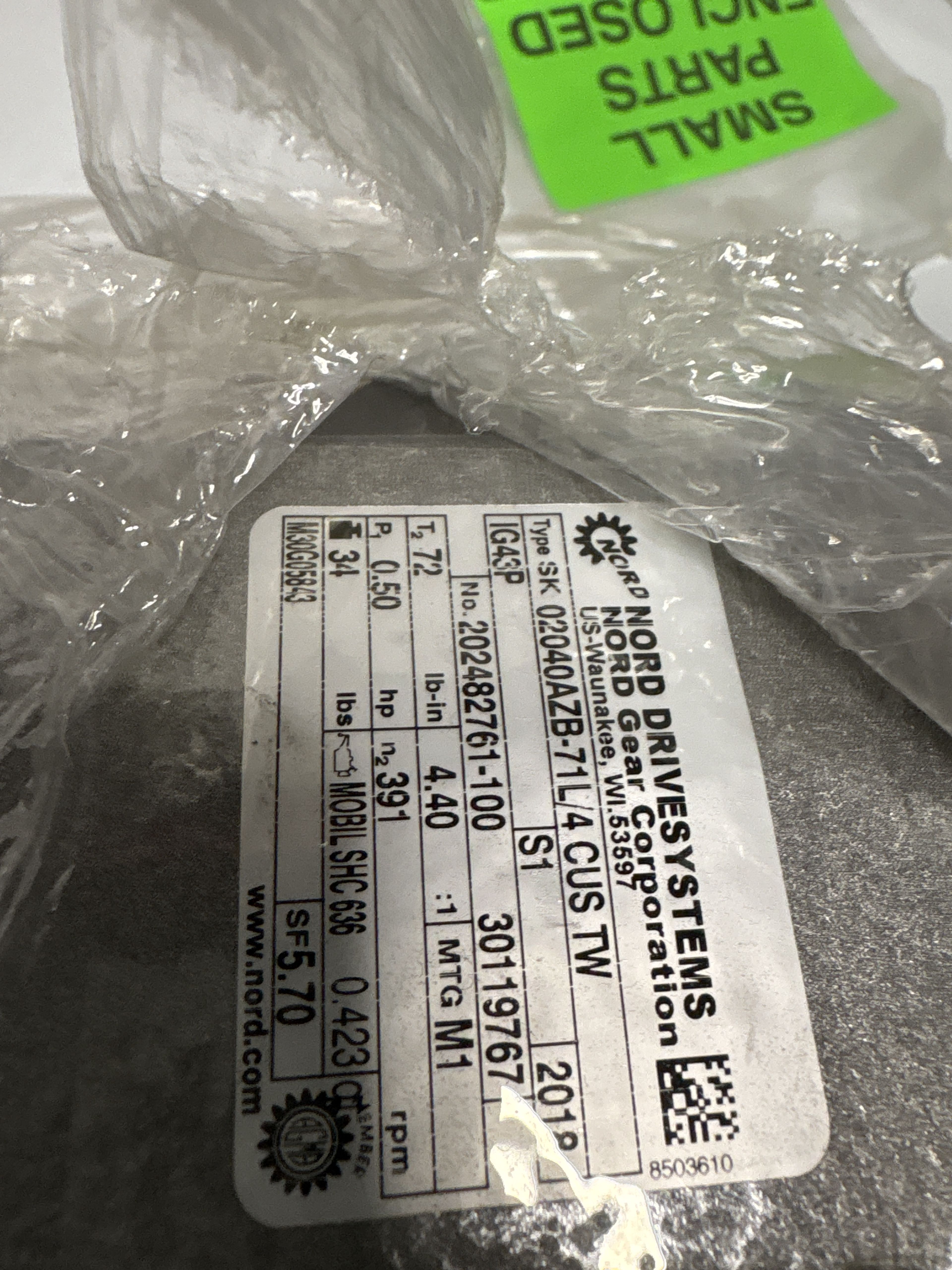 Nord Drive Systems - .5 HP Electric Motor - SK02040AZB-71L/4 CUS TW - Document 1