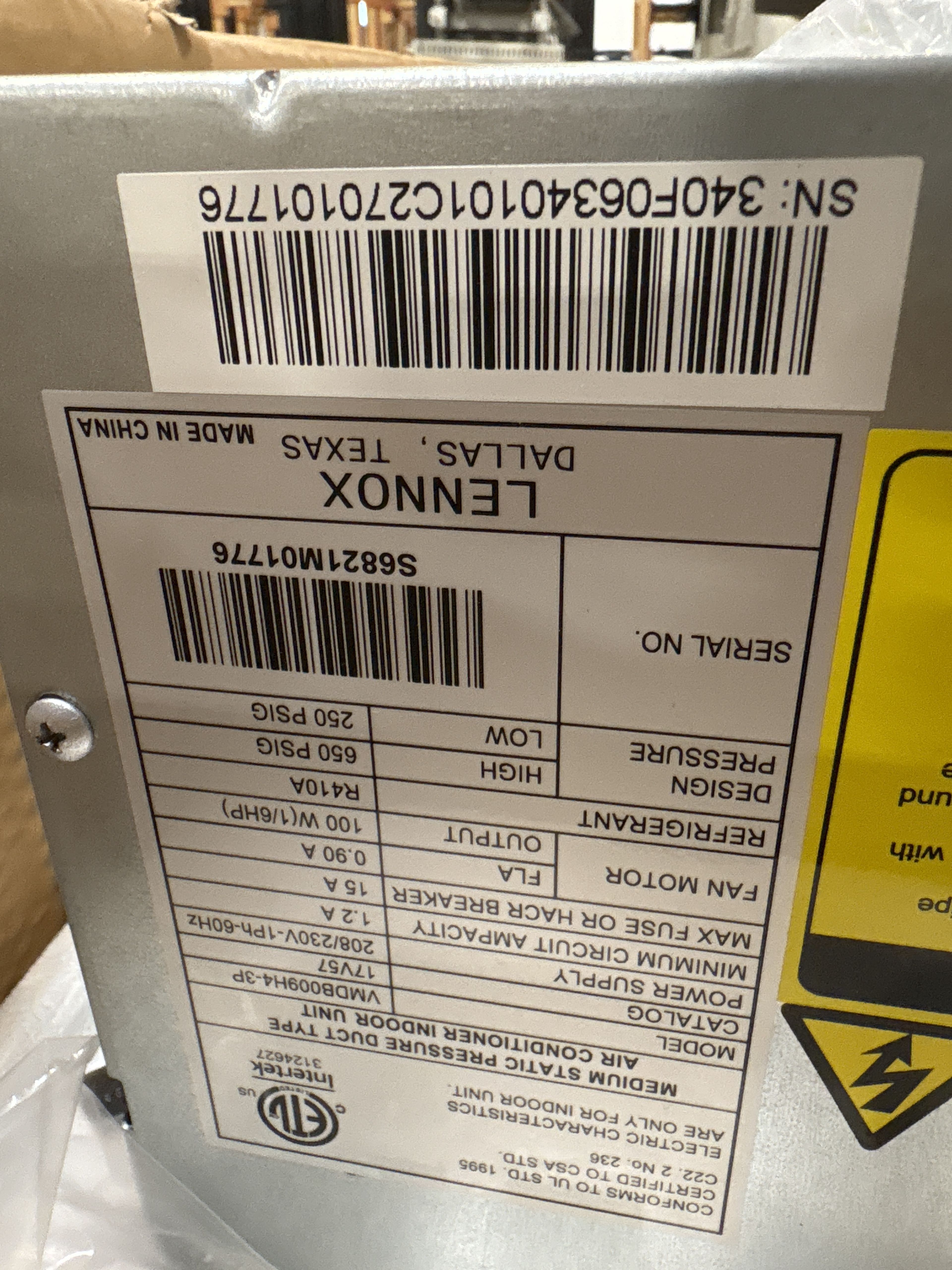 Lennox - A/C Unit VMDB009H4-3 - Document 8