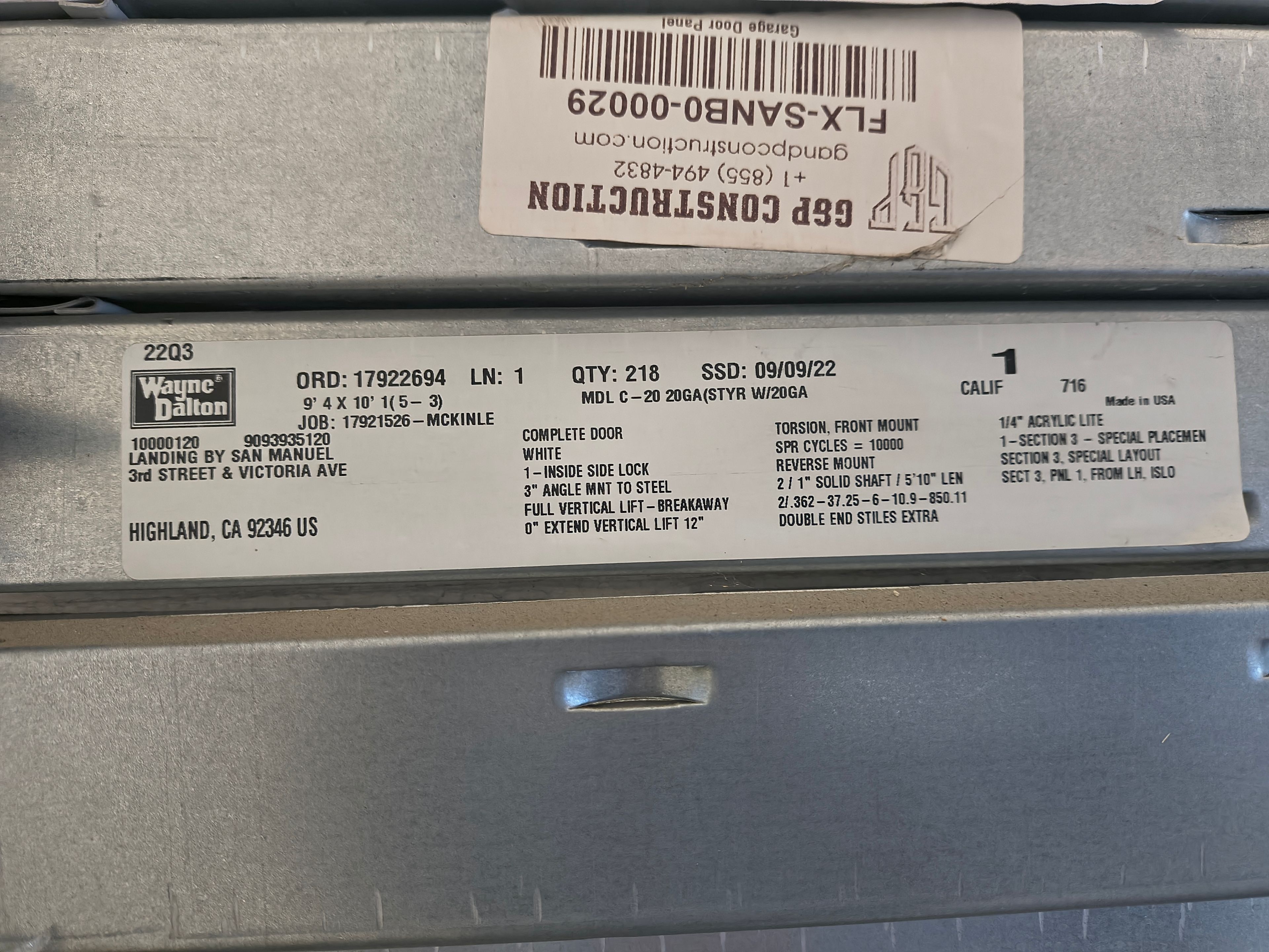 Garage Door Panel - 113 1/2" x - Document 7