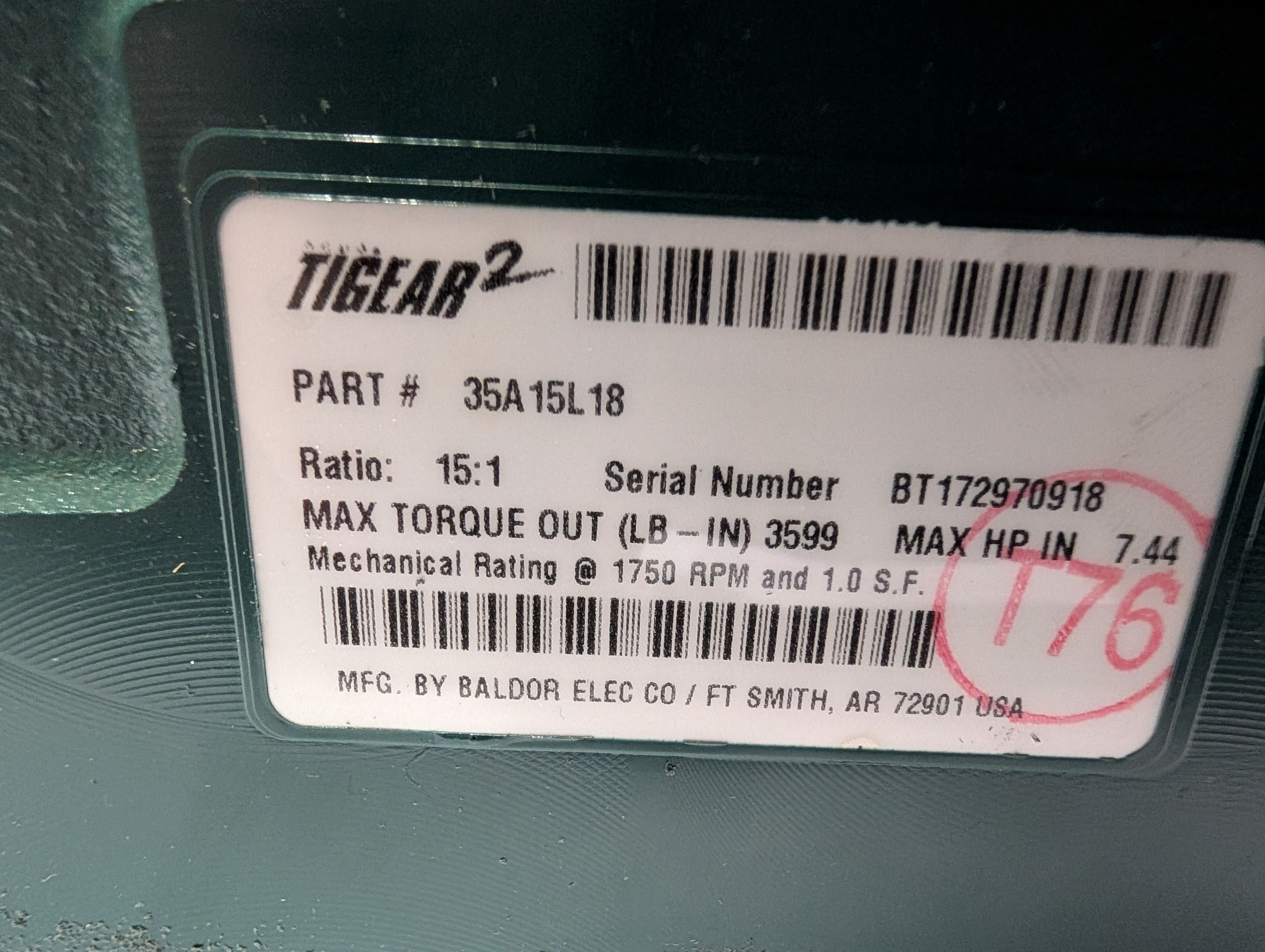 Dodge Tigear - 15:1 Gear Reducer - 35A15L18 - Document 5