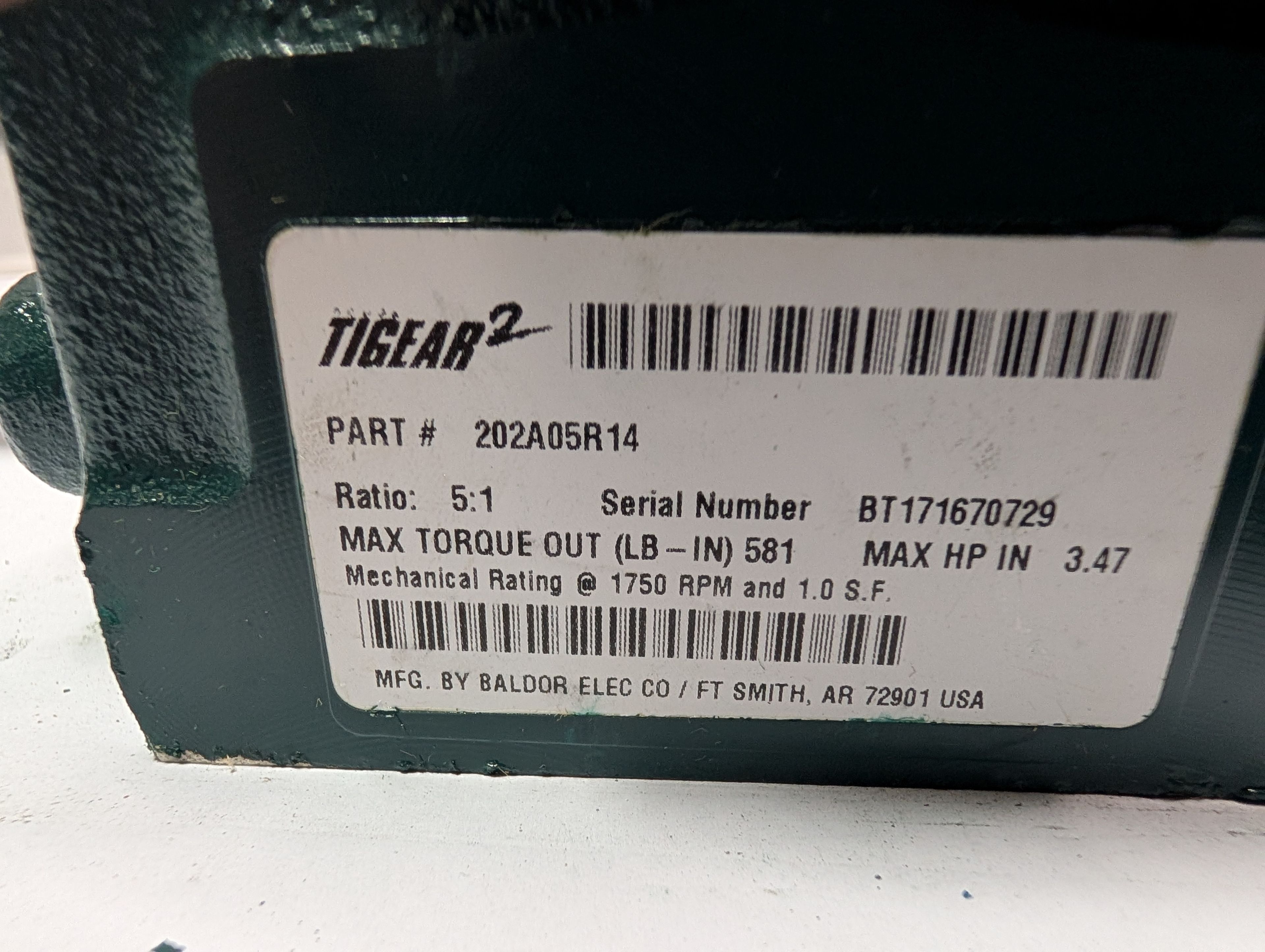 Dodge Tigear - 5:1 Gear Reducer - 202A05R14 - Document 4