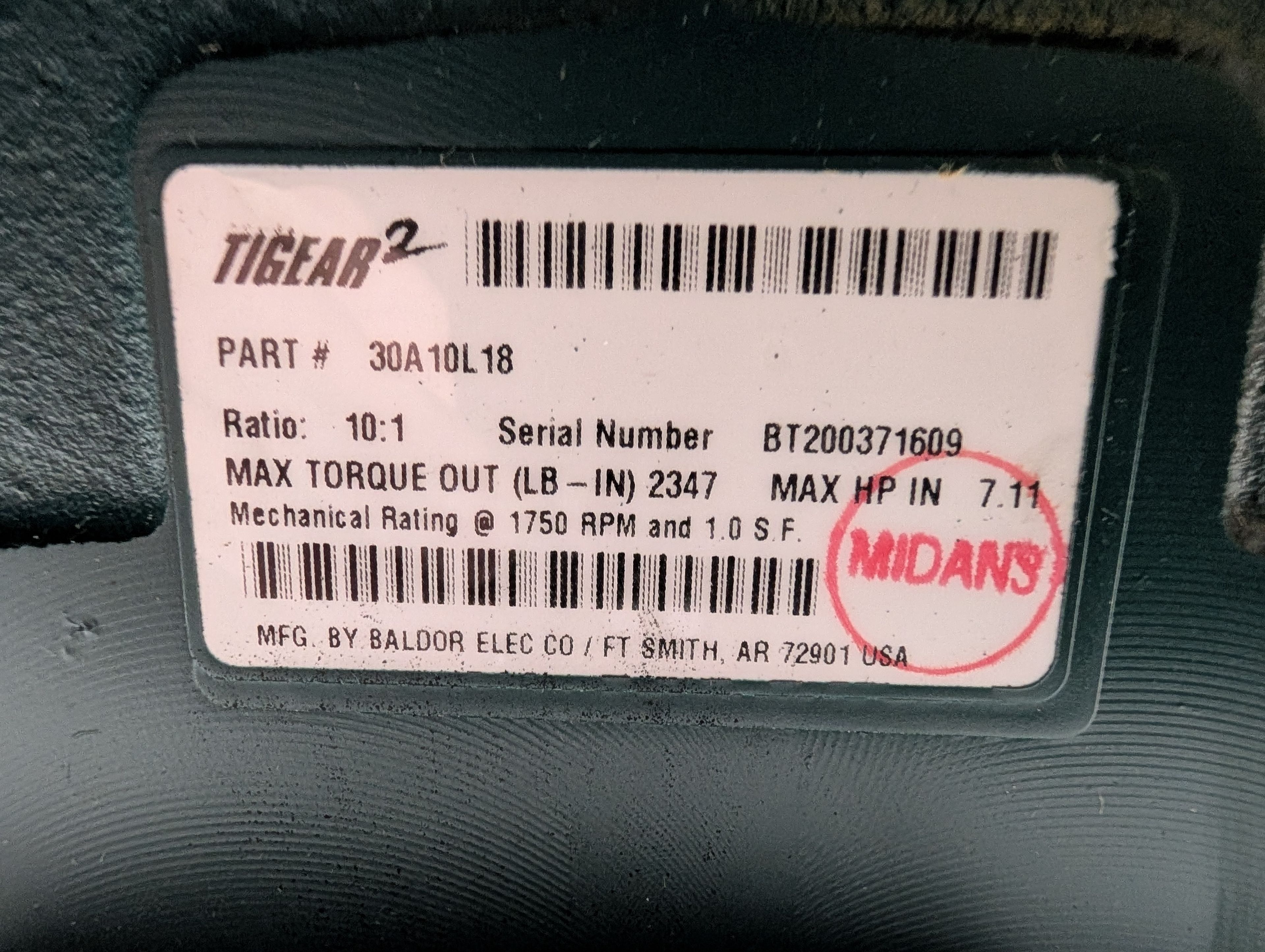 Dodge Tigear - 10:1 Gear Reducer - 30A10L18 - Document 4