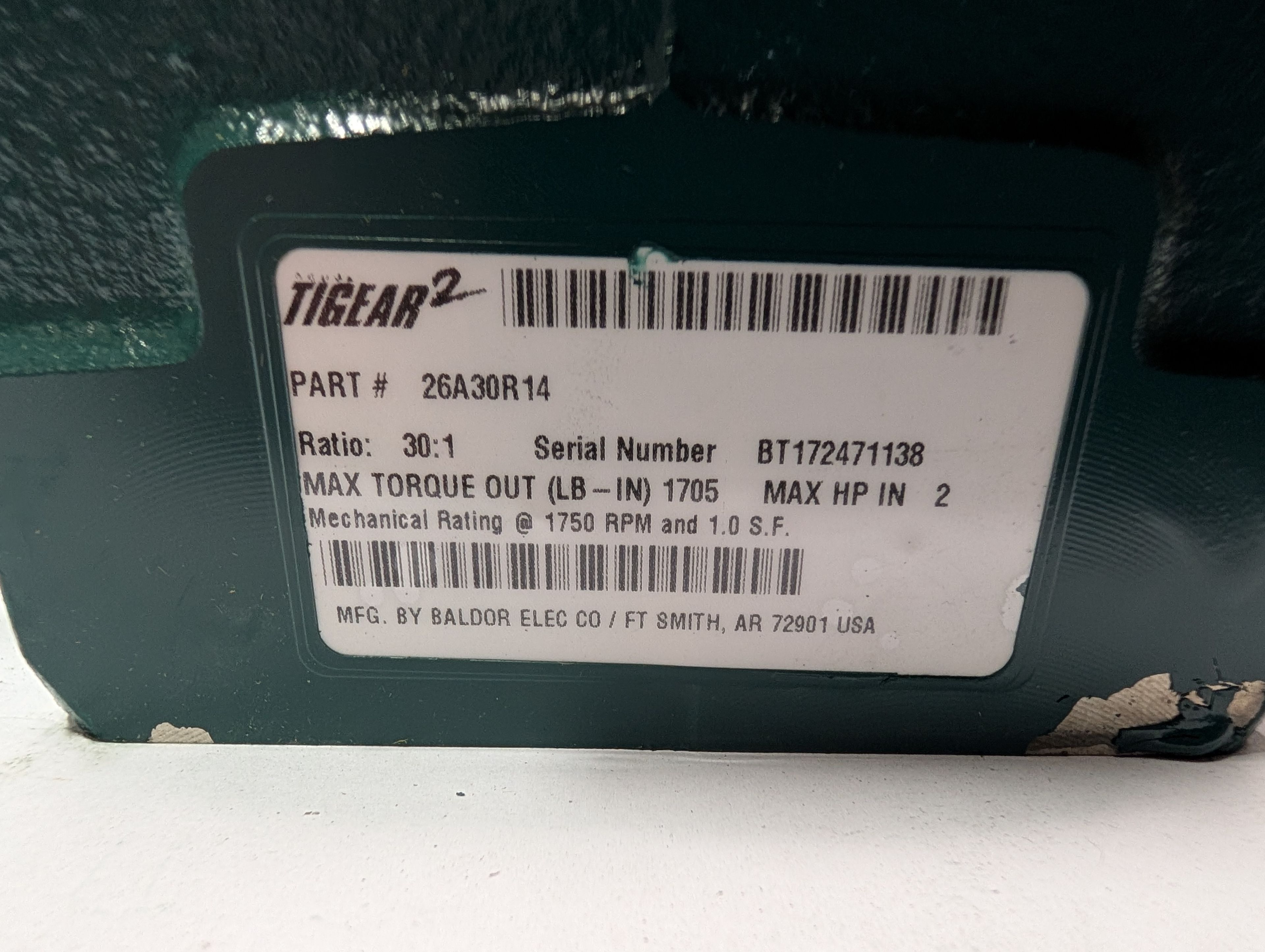 Dodge Tigear - 30:1 Gear Reducer - 26A30R14 - Document 2