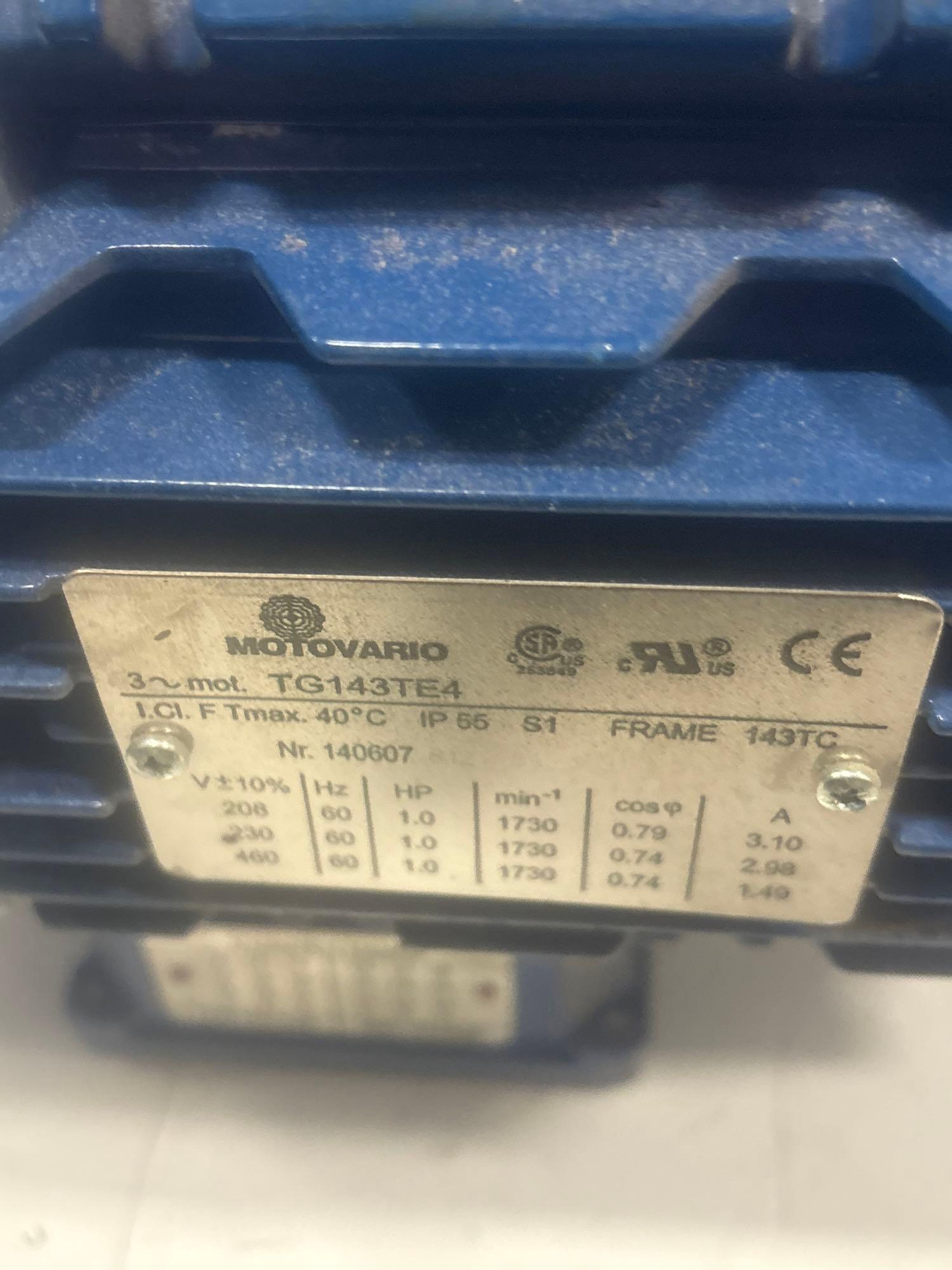 Motovario - 1 HP Electric Motor - TG143TE4 - Document 5