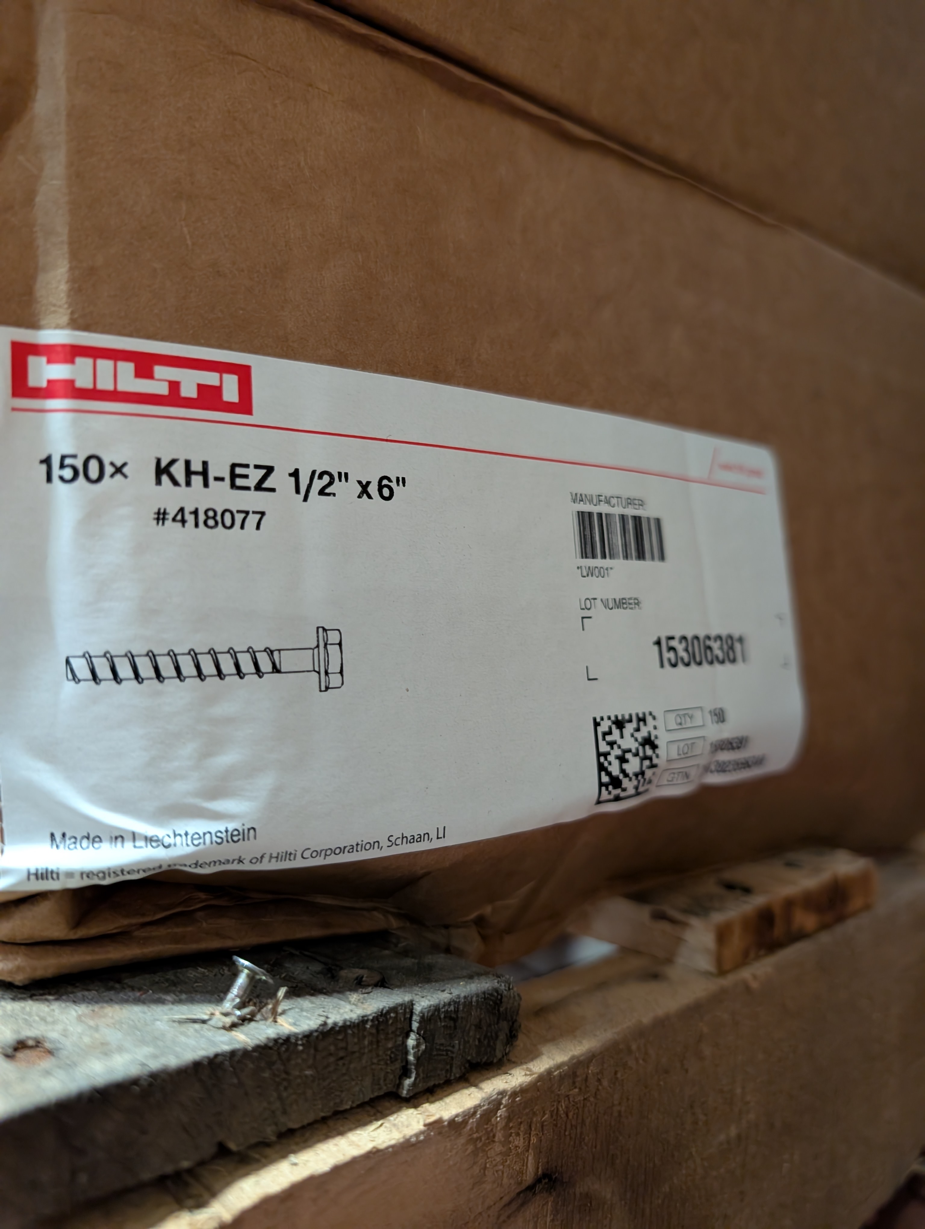Hilti Anchors 1/2" x  6