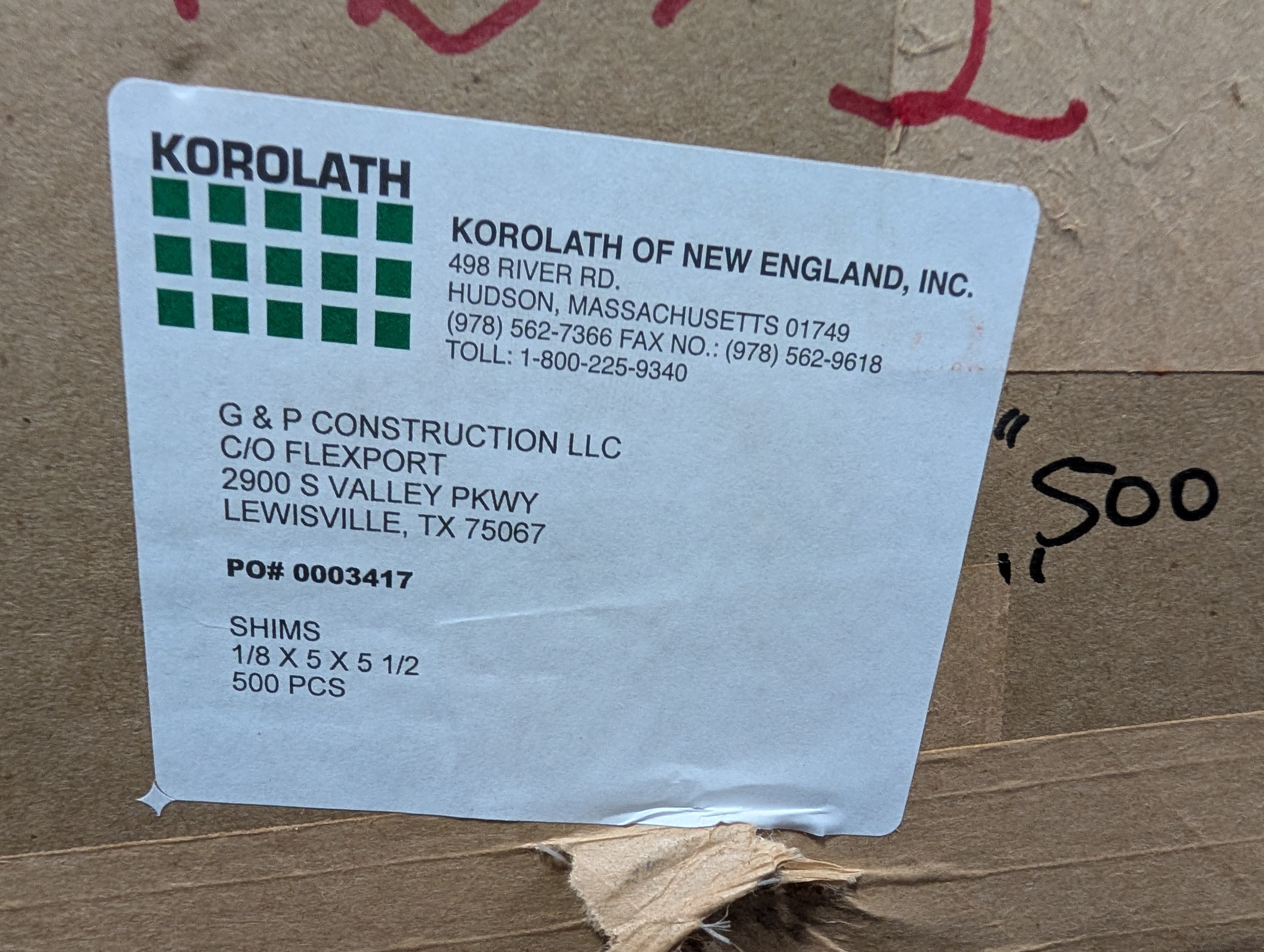 Korolath Shims - 5" x 5 x 1/2" 