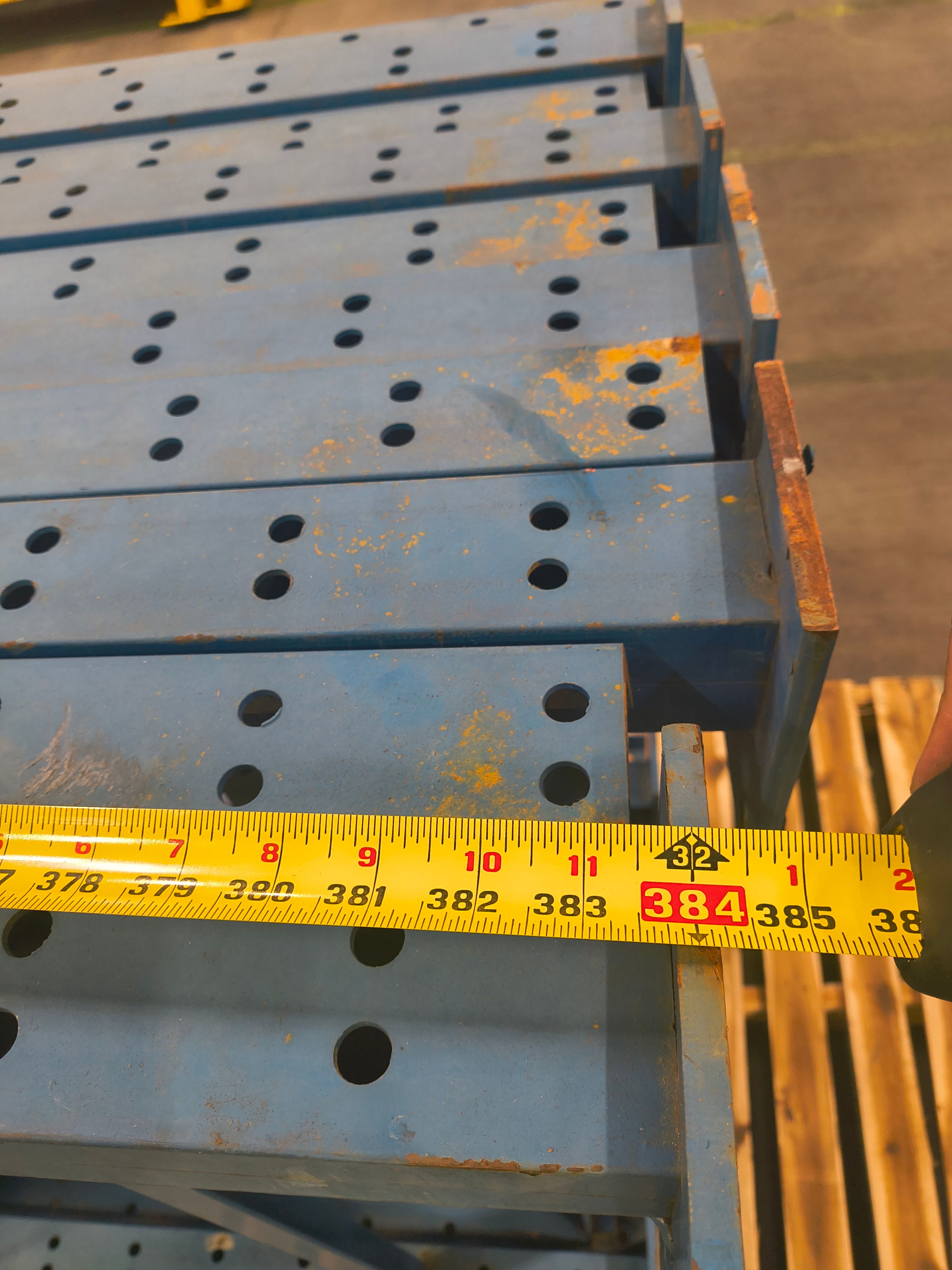 Teardrop Pallet Rack Upright – 42" × 32' × 3" Depth, Blue, Used - Document 2
