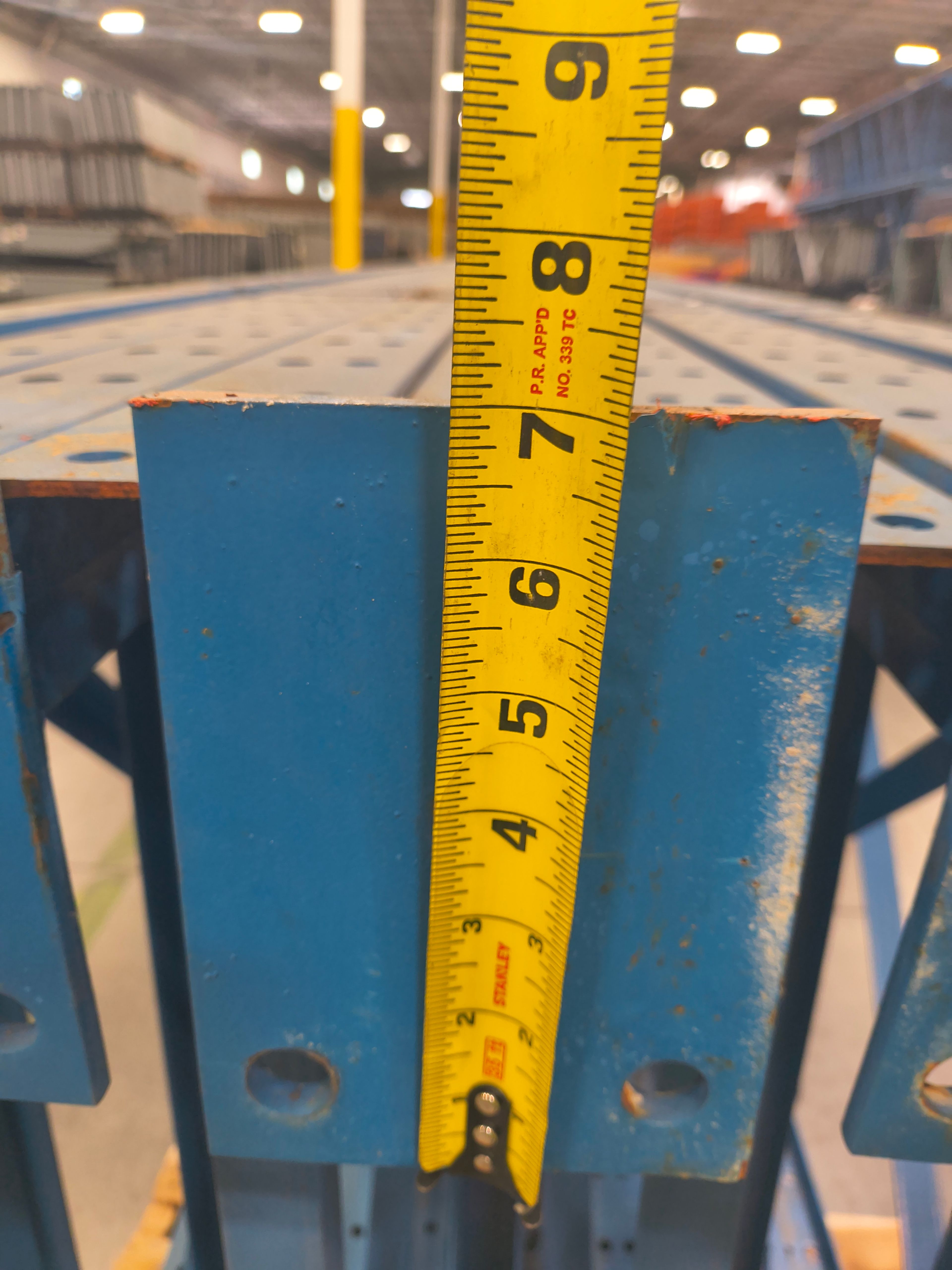 Teardrop Pallet Rack Upright – 42" × 32' × 3" Depth, Blue, Used - Document 7