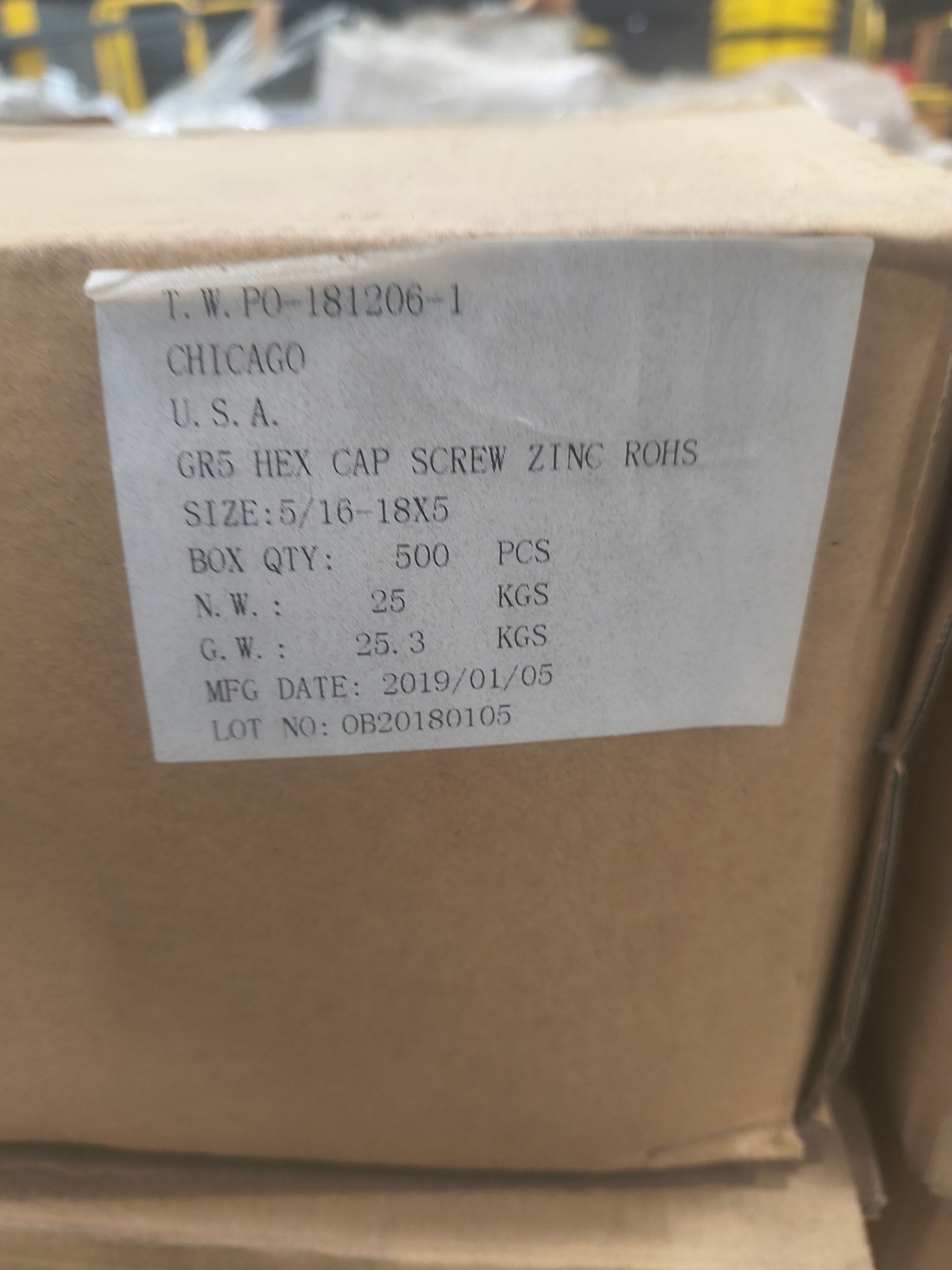 Brighton Best Hex Cap Screw 5/16" x 18 x 5" - Document 6