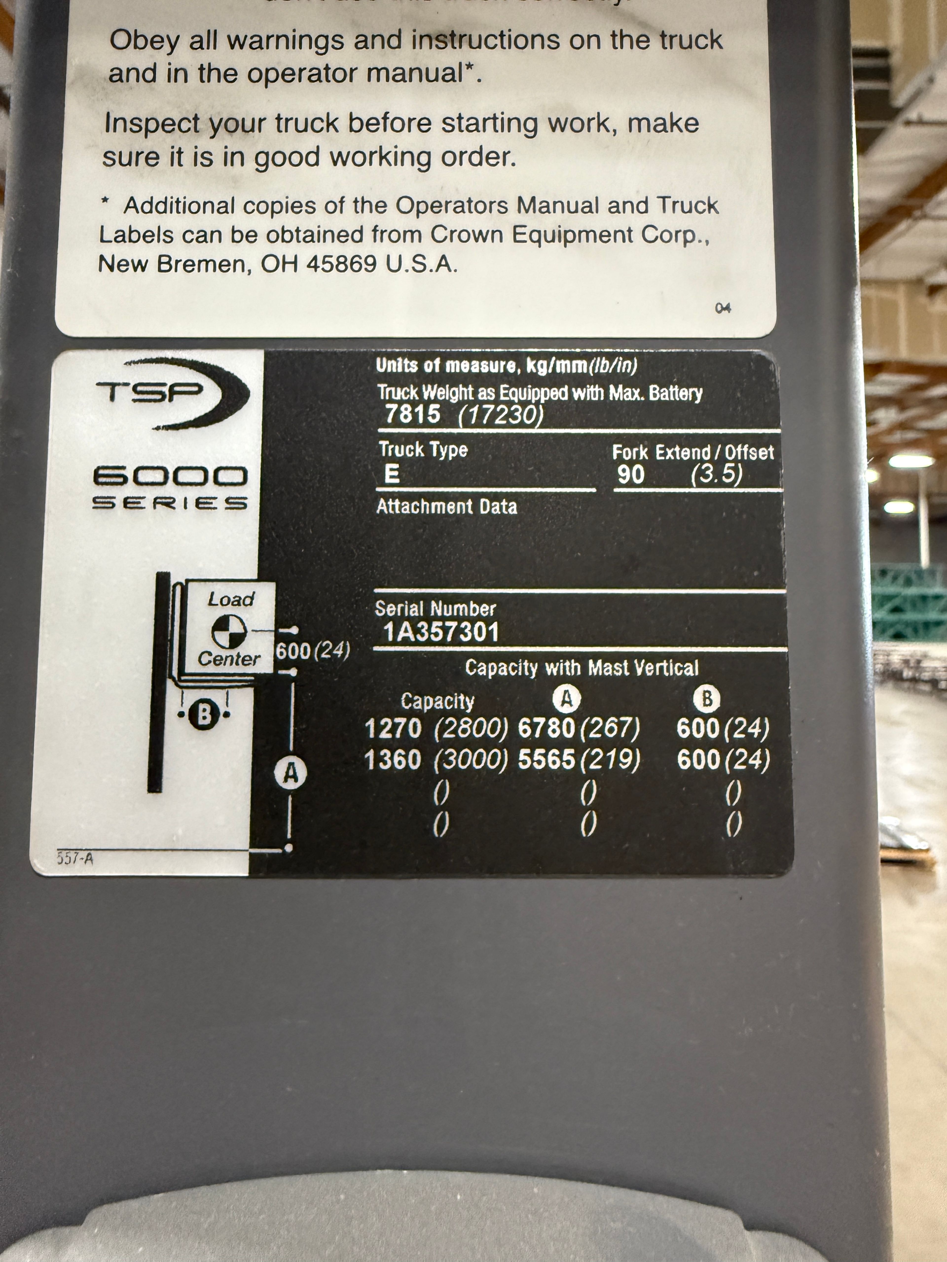 Crown TSP6000-30 Turret Truck - 3000 lb Capacity Very Narrow Aisle Forklift - Document 9