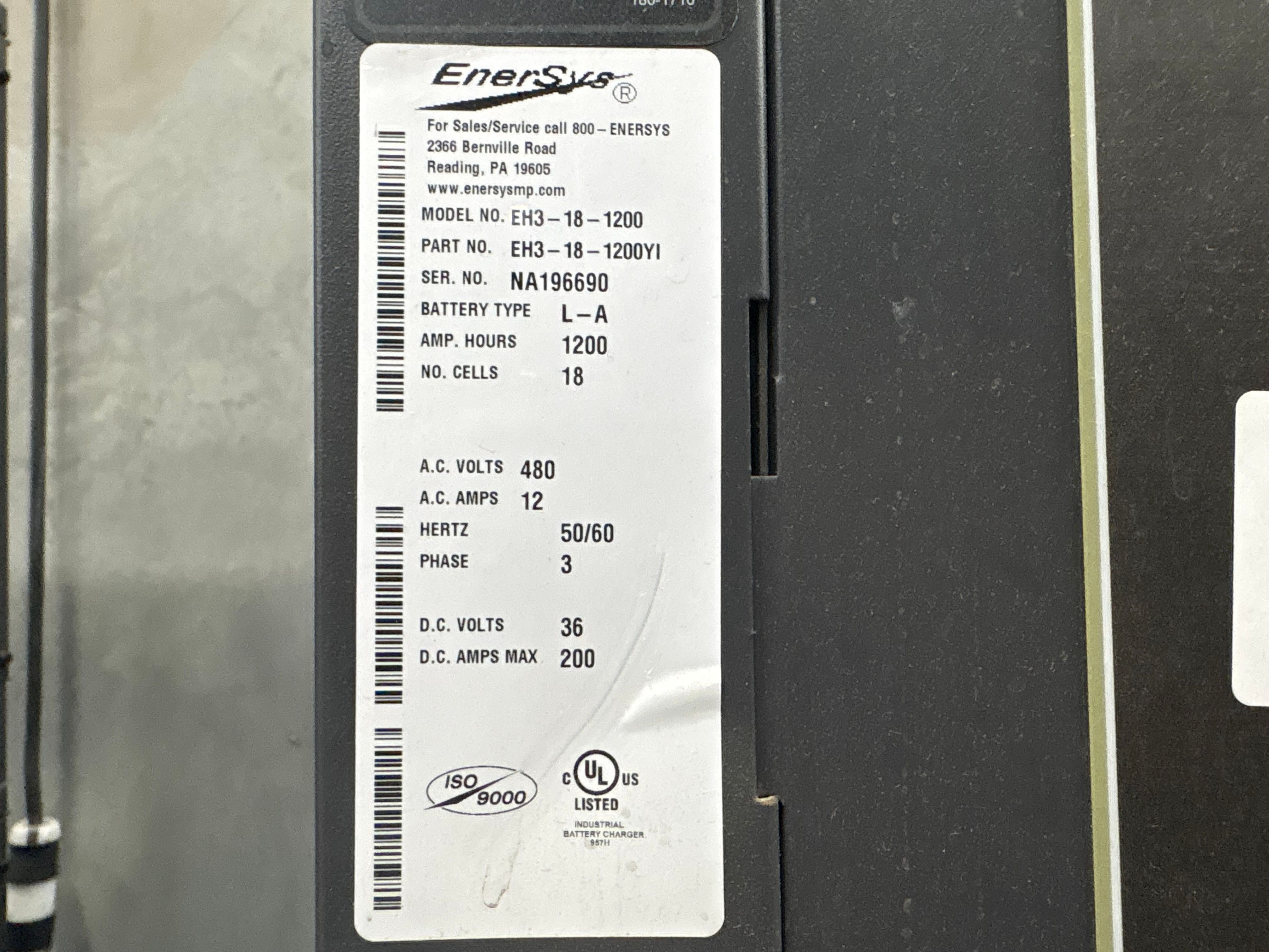 Enersys Enforcer HF- 36V Battery Charger - Document 3