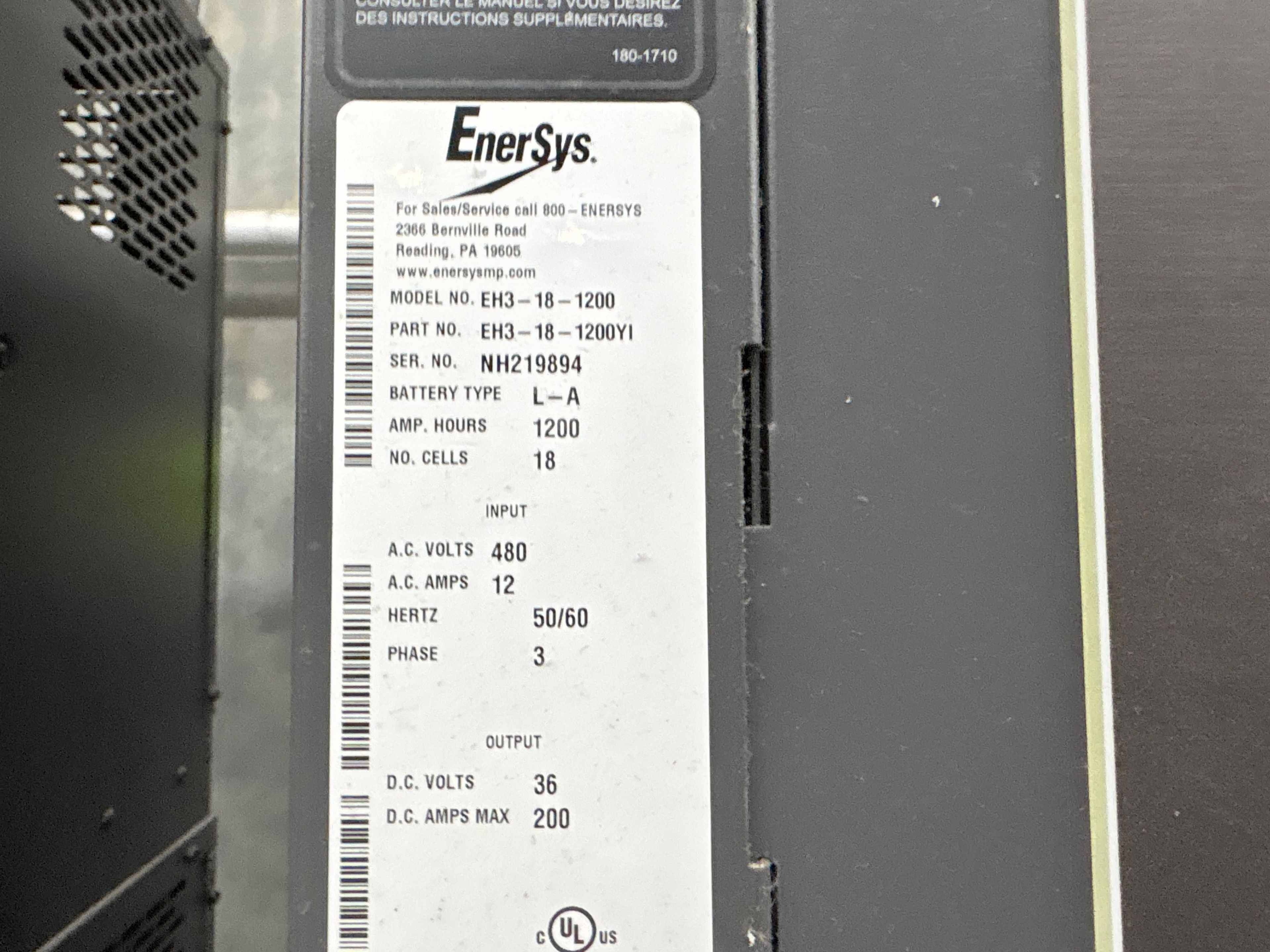 Enersys Enforcer HF- 36V Battery Charger - Document 3