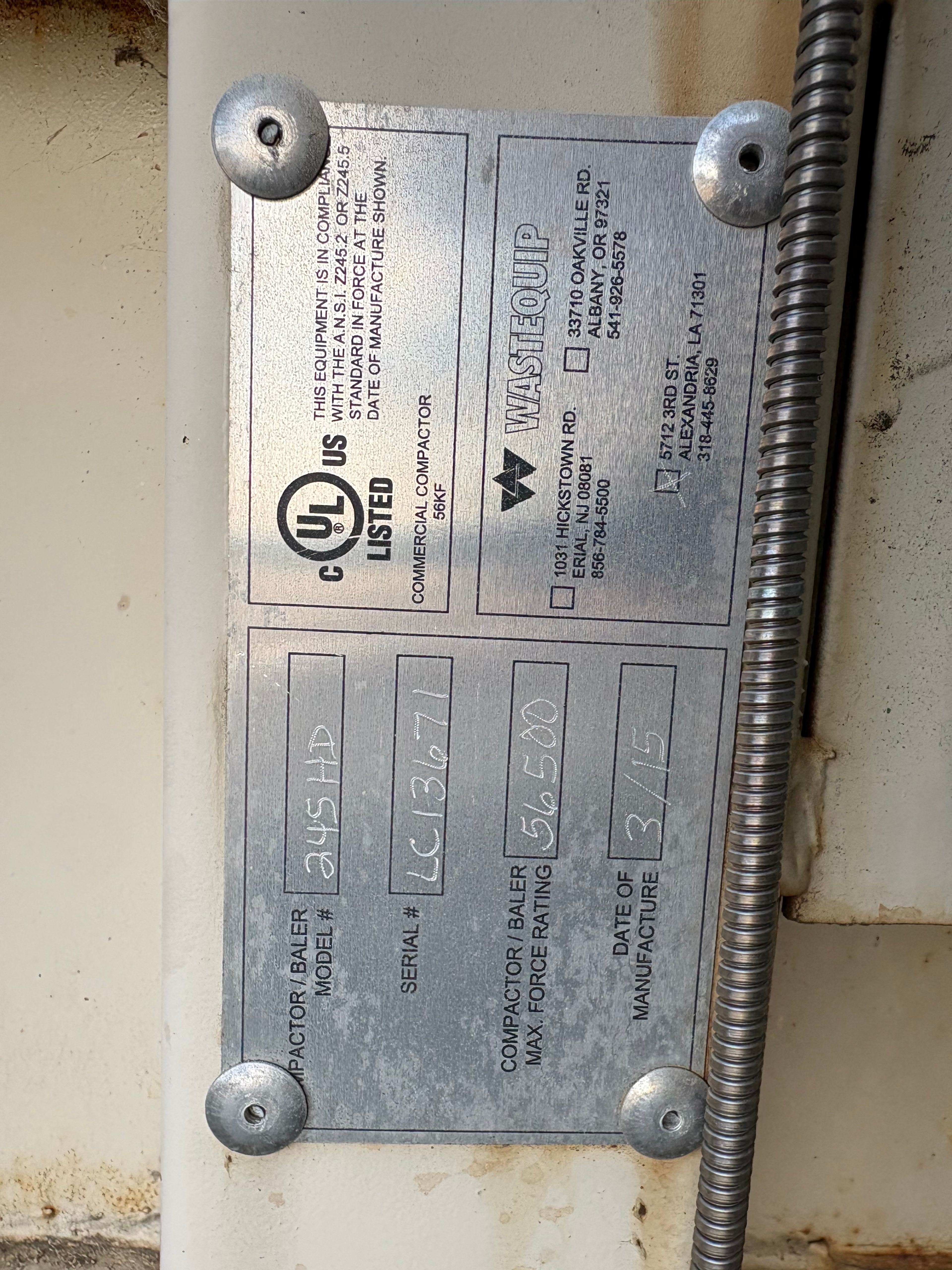 Waste Equipt  Door Compactor Unit - Model 245HD - Document 4