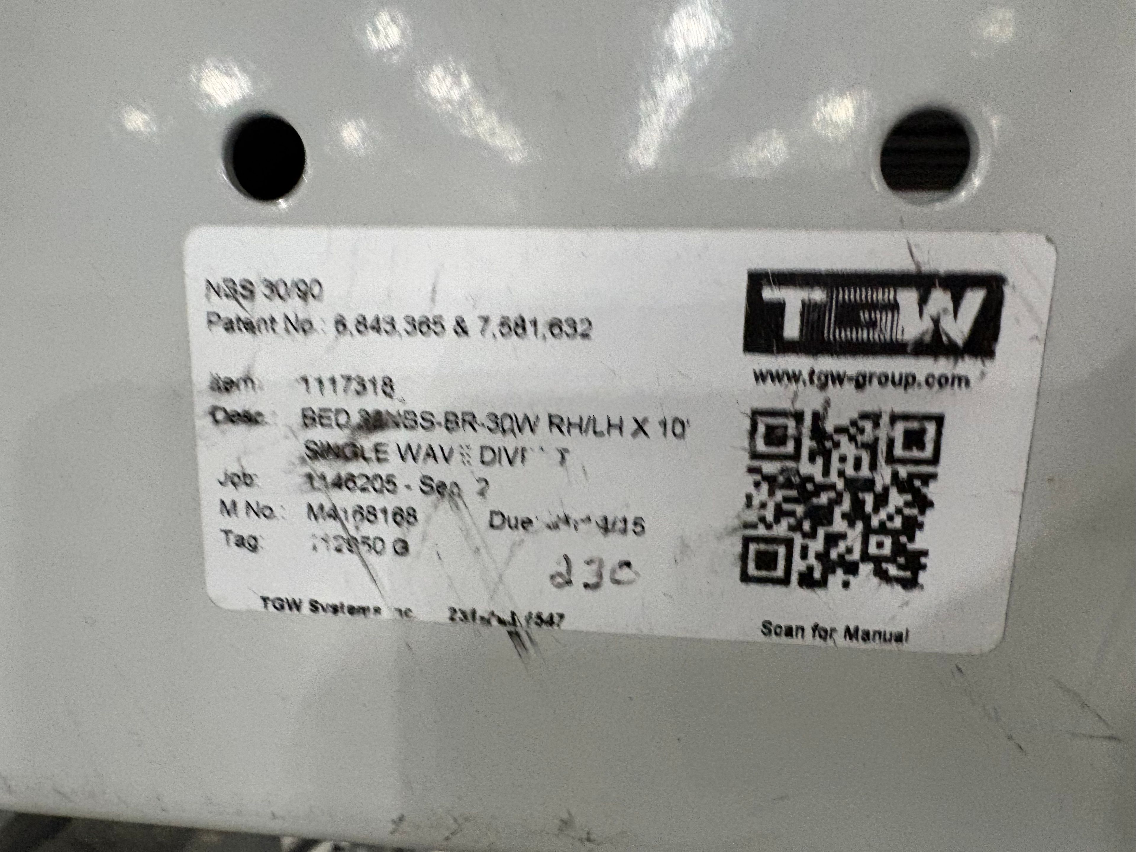 TGW Narrow Belt Sorter - NBS 30/90 - 147' 8" x 30" x 22" - 4 Send-offs - Document 6