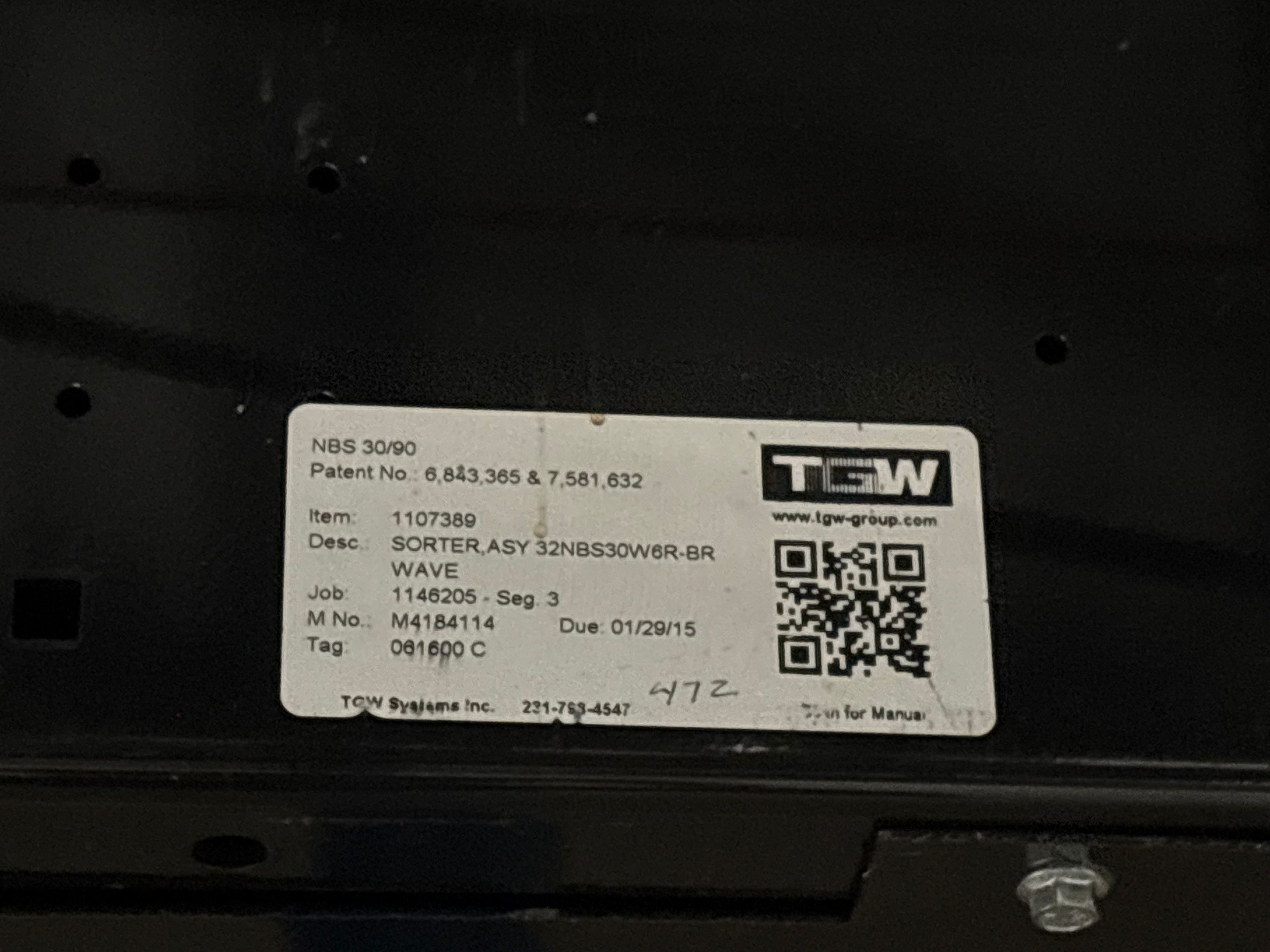 TGW Narrow Belt Sorter - NBS 30/90 - 57' 7" x 30" x 22" - 5 Send-Offs - Document 17