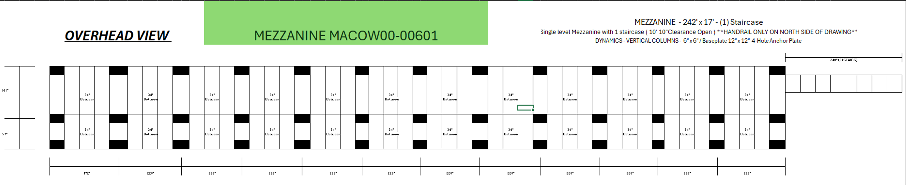 Mezzanine - 242' x 17' - (1) Staircase - 10' 10" / 9' 10" Clear - Document 3