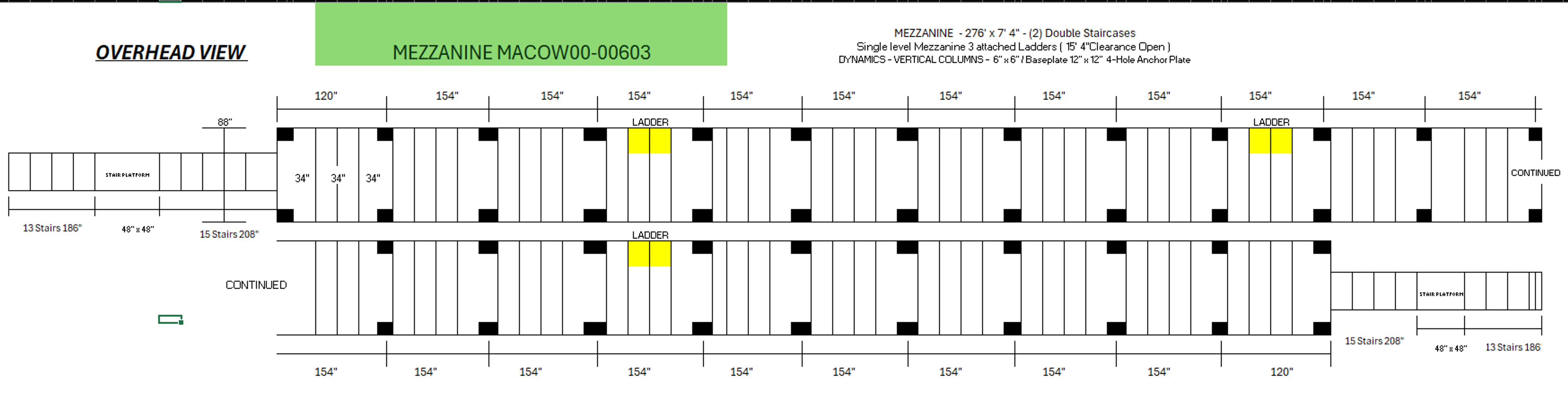 Mezzanine - 276' x 7' 4" - (2) Staircases - 15' 4" Clearance - Document 3