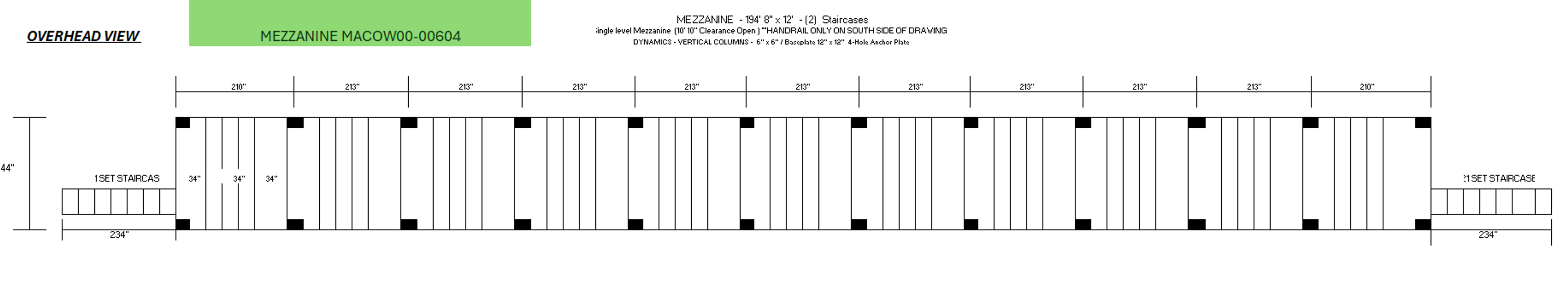 Mezzanine - 194' 8" x 12' - (2) Staircases - 10' 10" Clearance - Document 3