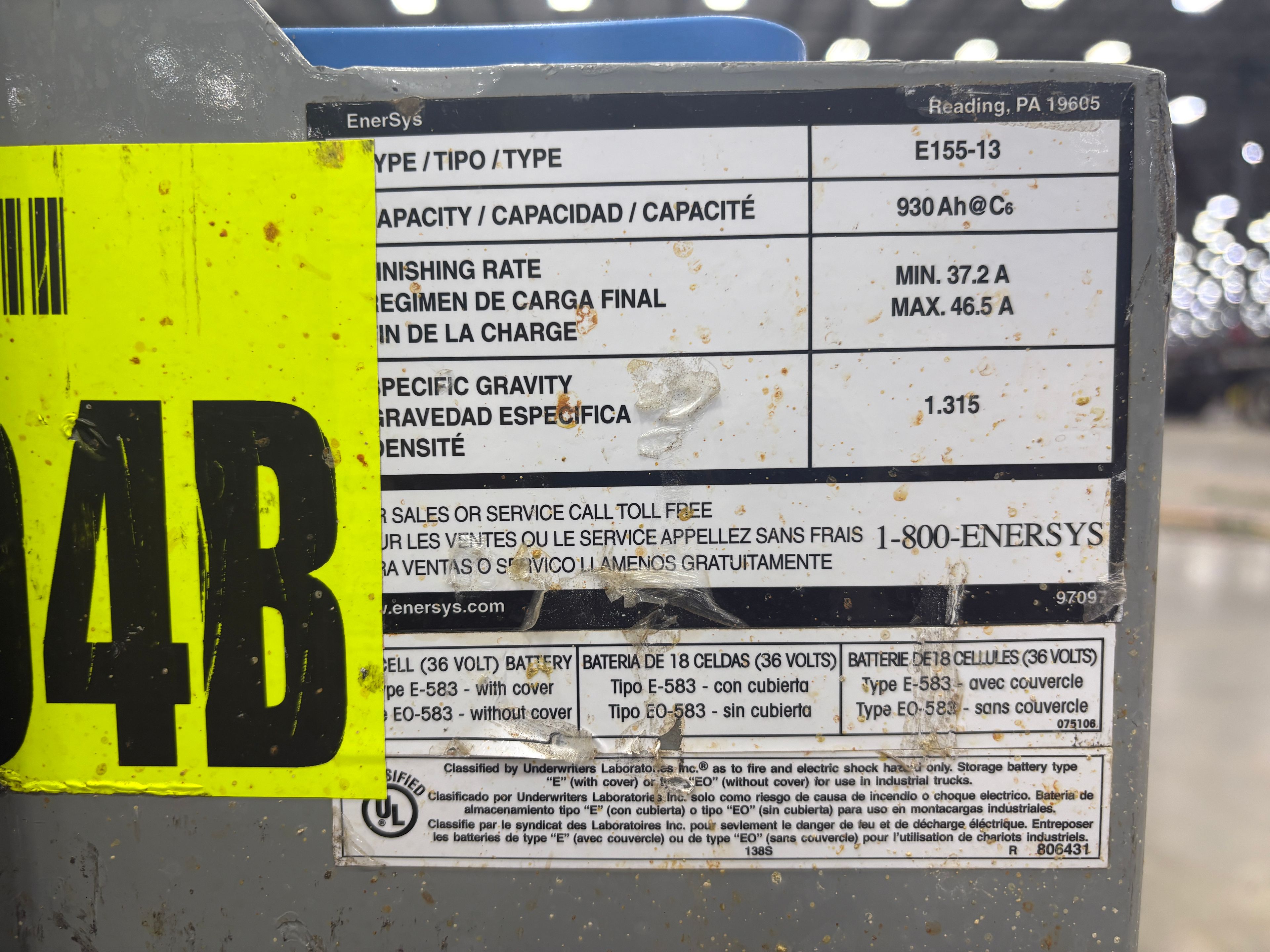 36 Volt Enersys Battery - Document 3