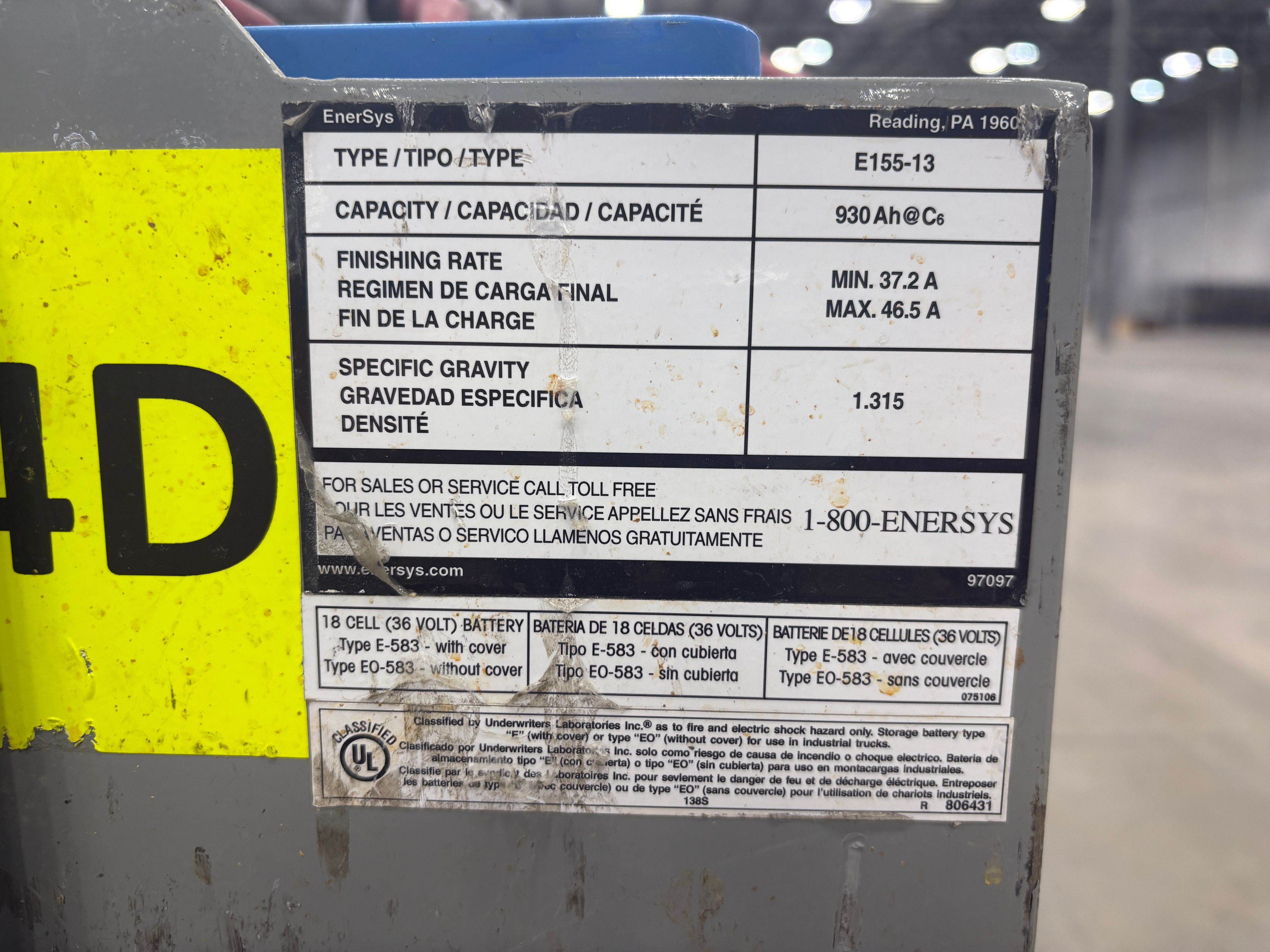 36 Volt Enersys Battery - Document 3