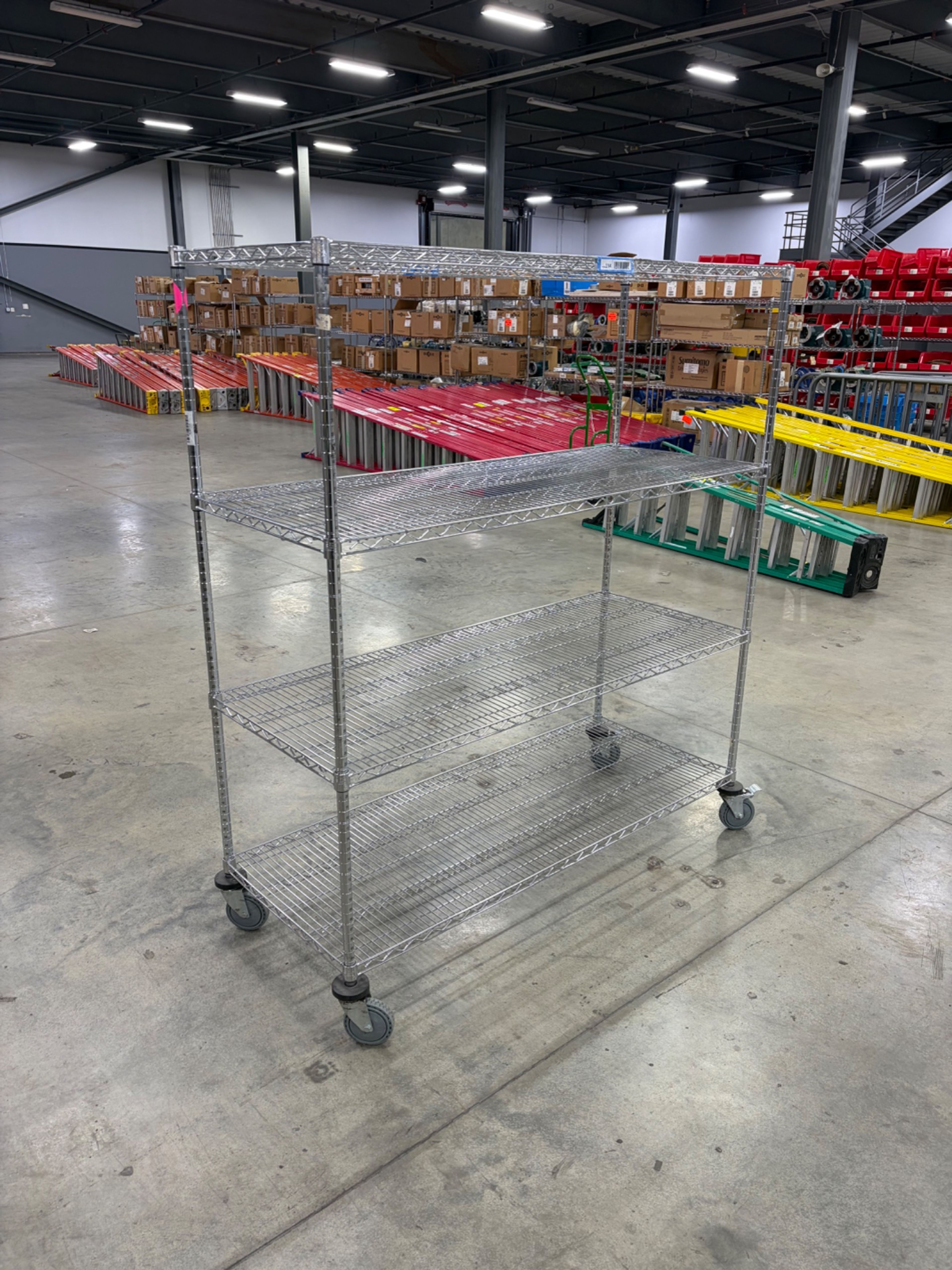 Quantum Storage Systems Rolling Wire Cart - 60" x 24" x 69" - 4 Shelf - Document 3