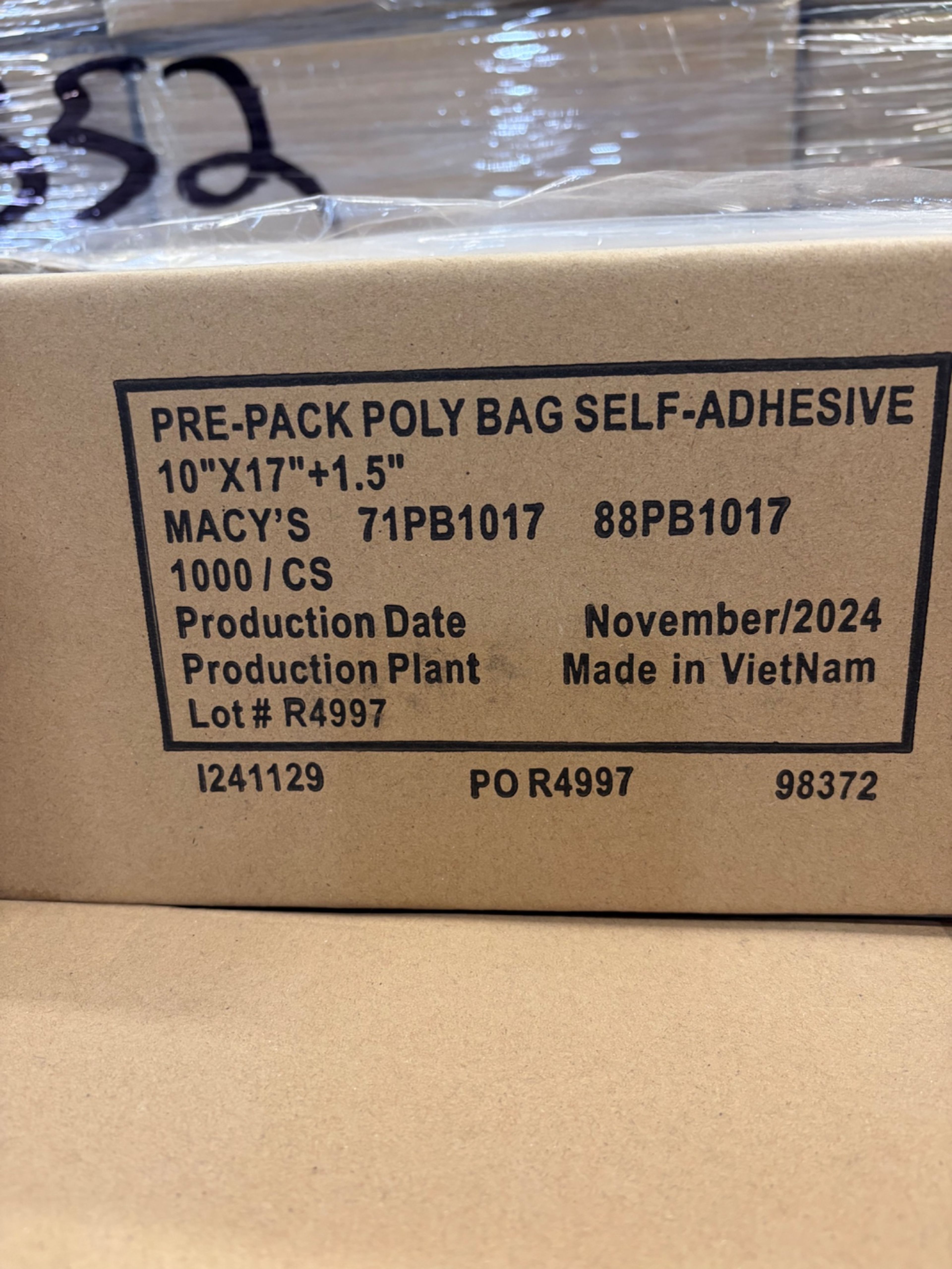Pre-Pack Self-Adhesive Poly Bags - 10" x 17" + 1 1/2" - 151 Cases - Document 3