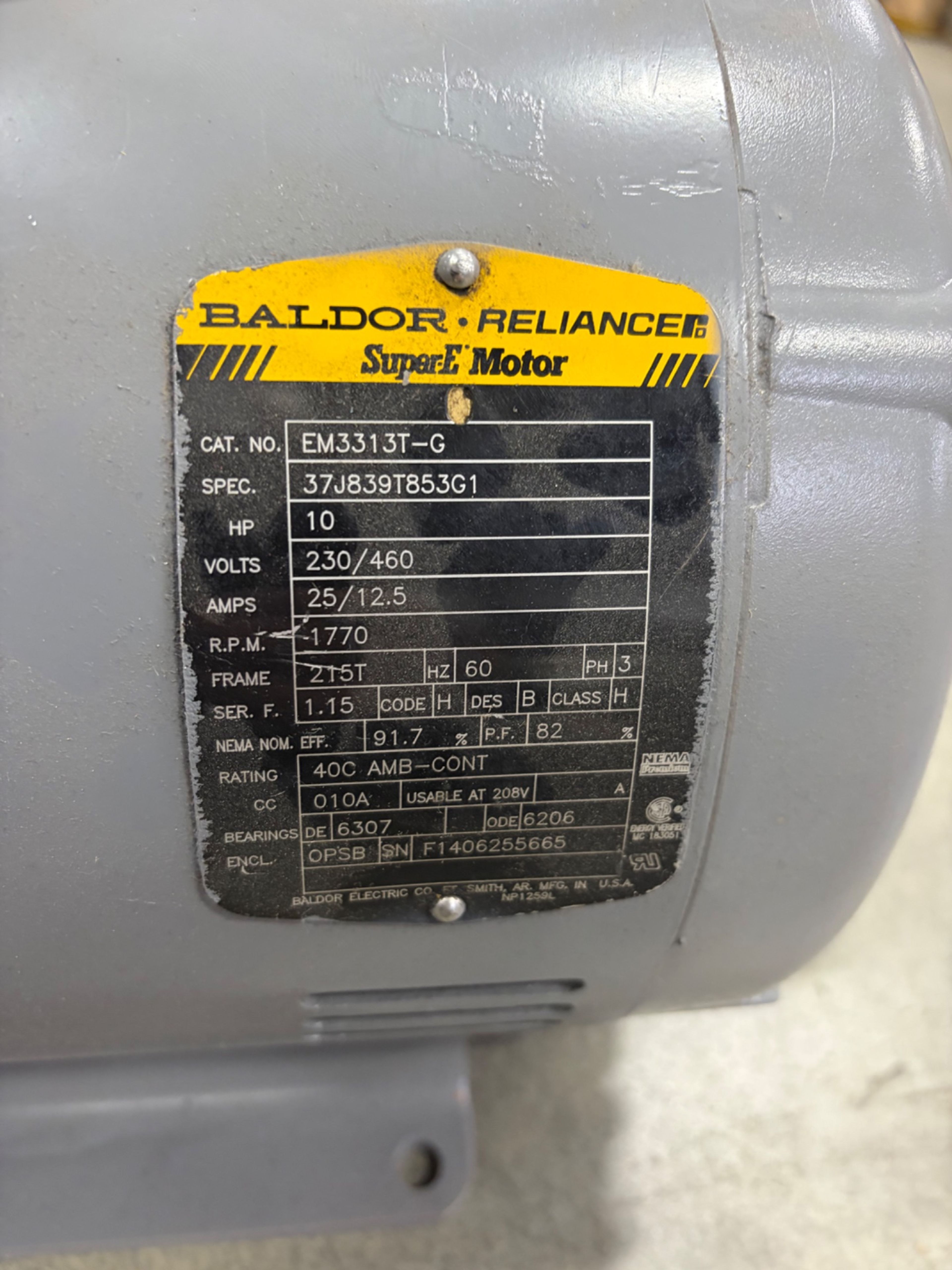 Baldor Reliance EM3313T-G 10 HP Super-E Motor - Document 7