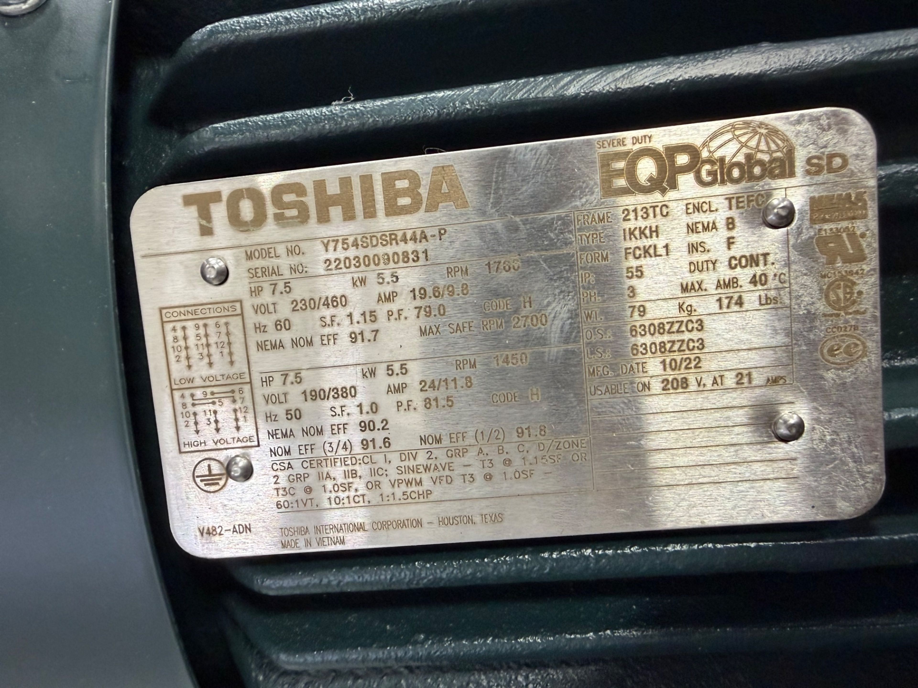 Toshiba Y754SDSR44A-P 7.5 HP Severe-Duty Motor - Document 5