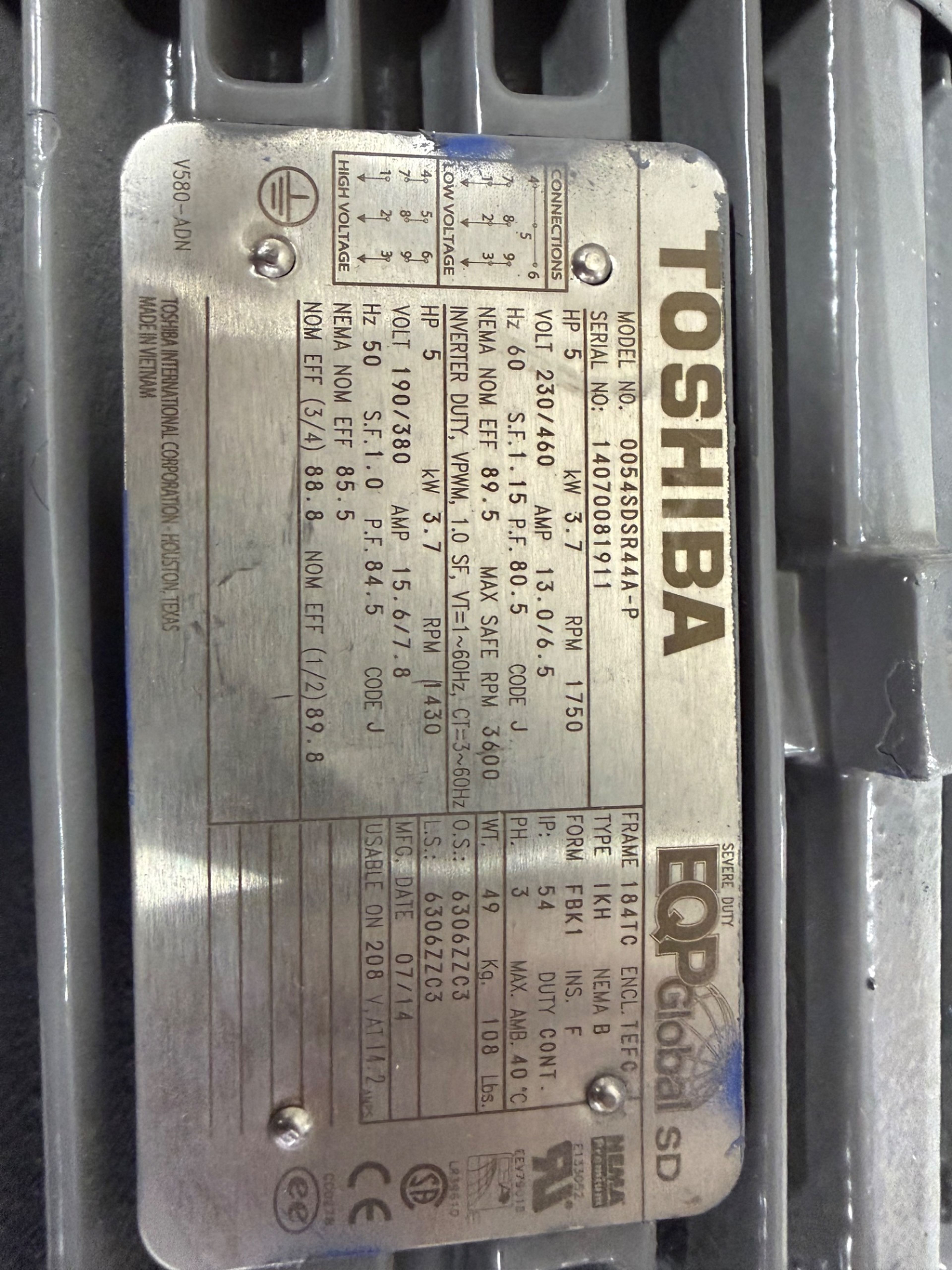 2014 Toshiba 0054SDSR44A-P 5 HP Severe-Duty Motor - Document 5