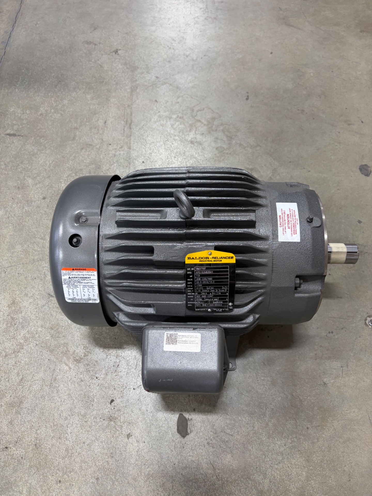 Baldor Reliance VM3770T 7.5 HP Industrial Motor