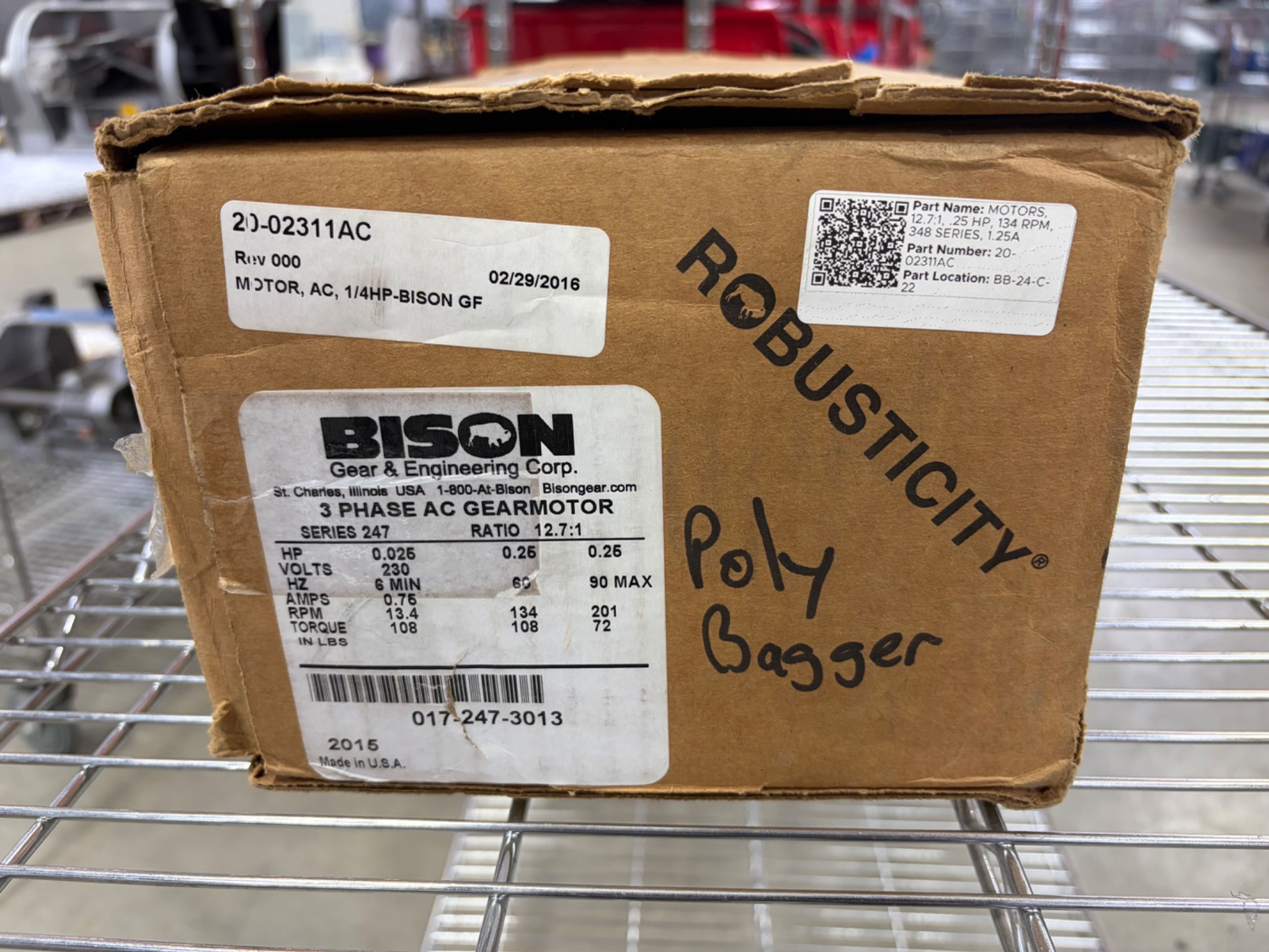 Bison 3 Phase AC Gearmoter Inverter Duty