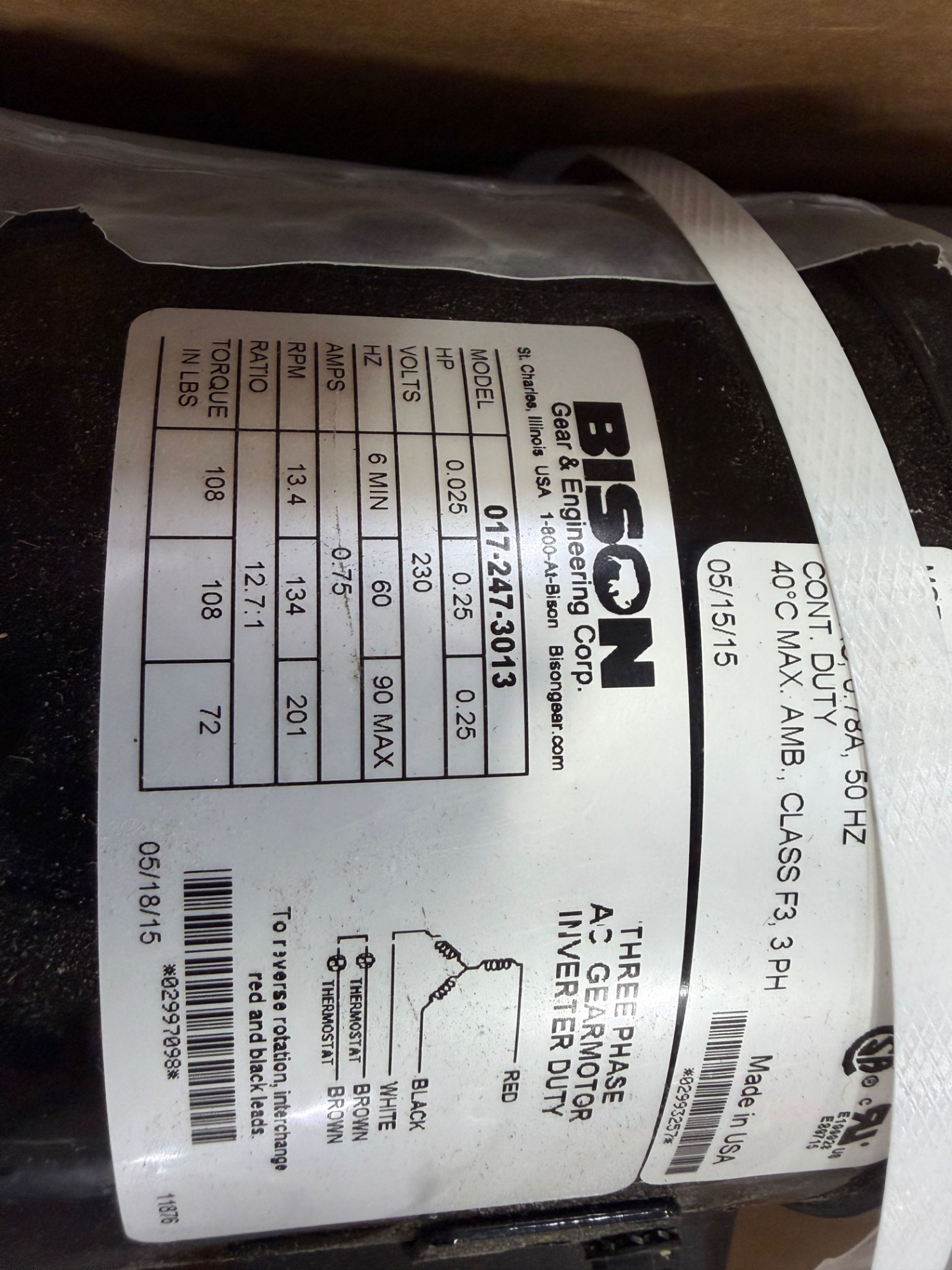 Bison 017-247-3013 0.25 HP Inverter-Duty Gearmotor - Document 4