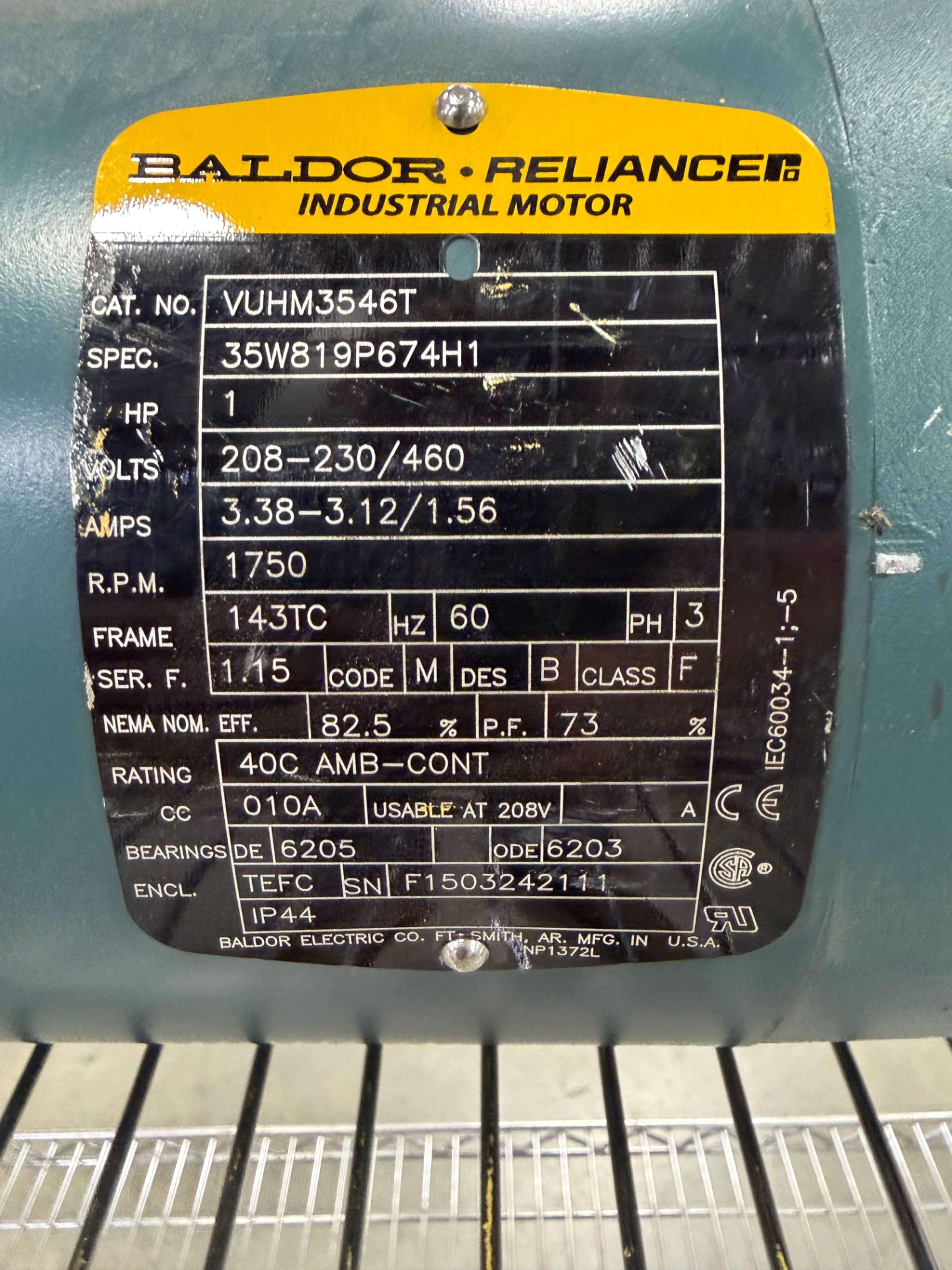 Baldor Reliance VUHM3546T 1 HP Industrial Motor - Document 5