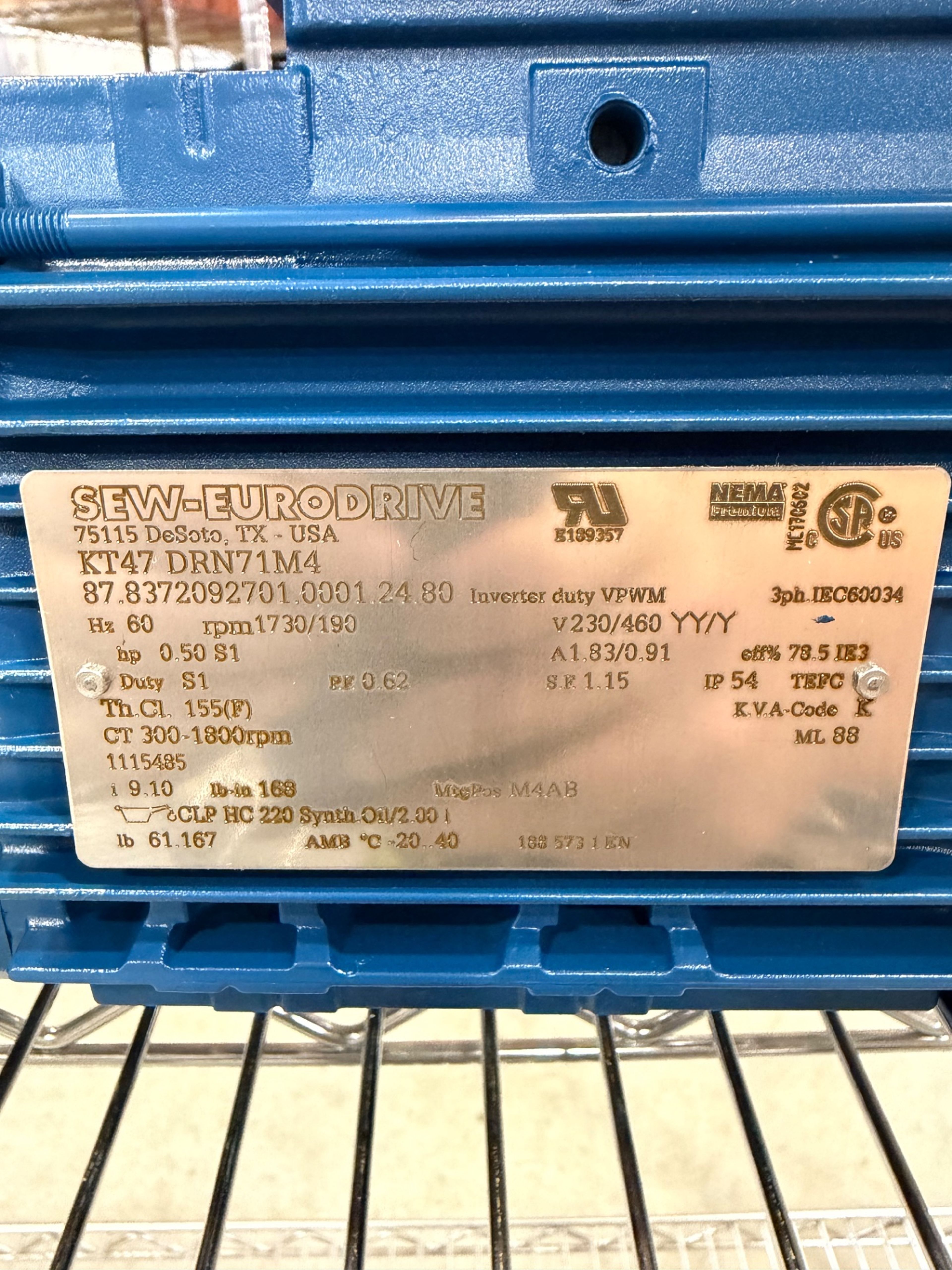 SEW-EURODRIVE KT47 DRN71M4 0.5 HP Gearmotor - Document 5