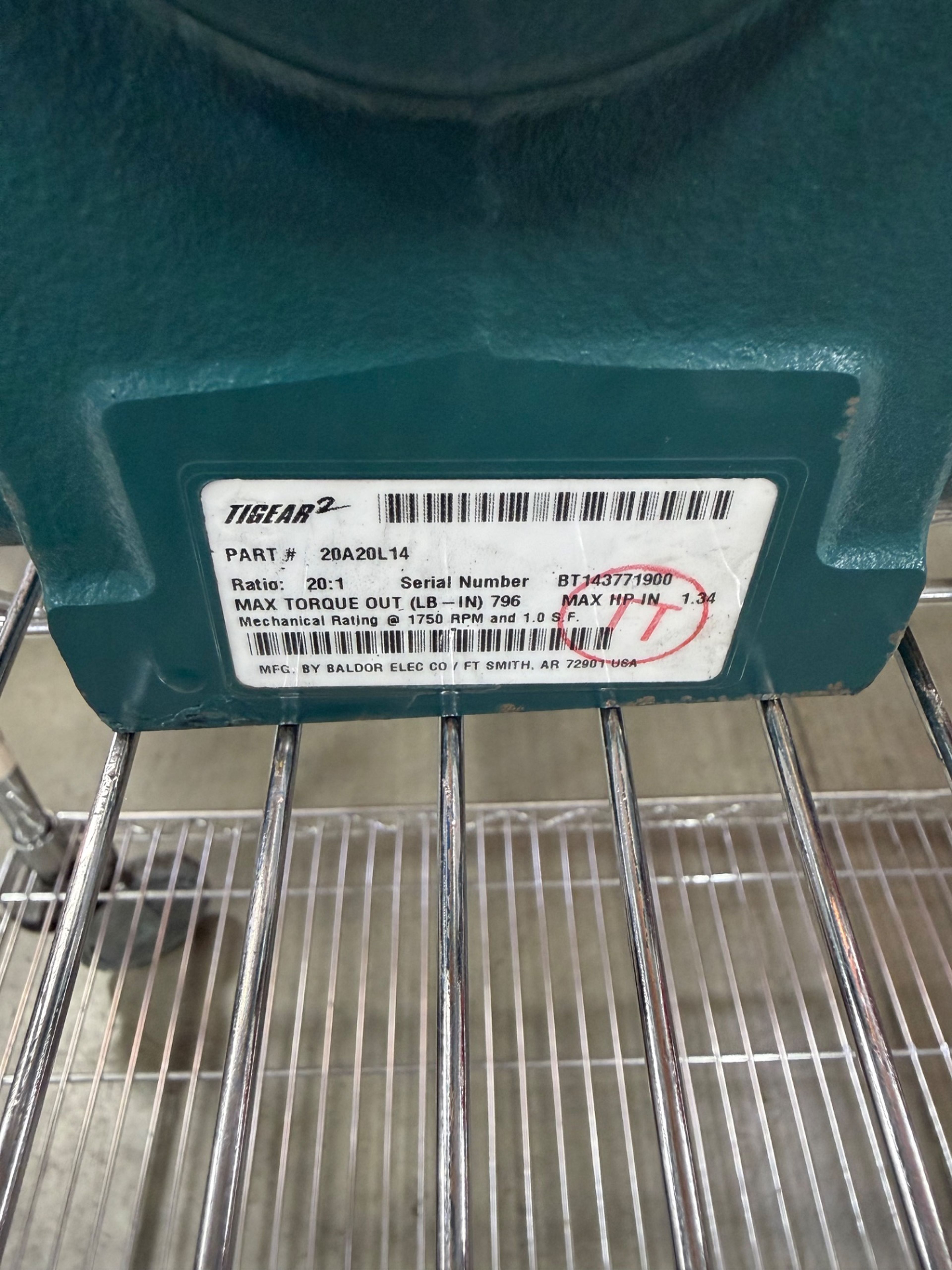 Baldor Dodge Tigear-2 20A20L14 20:1 Gear Reducer - Document 5