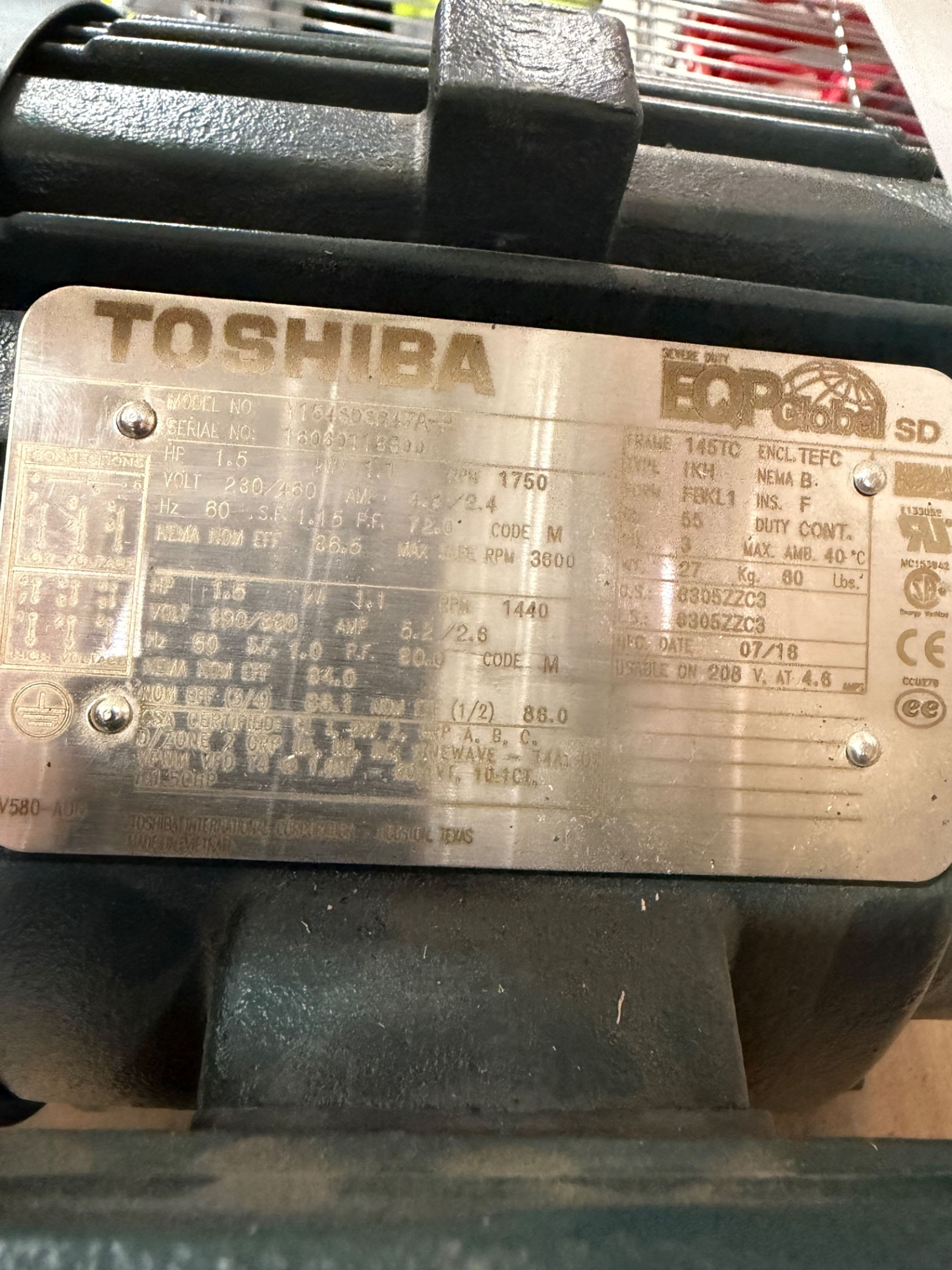 2018 Toshiba Y154SDSR47A-P 1.5 HP Motor - Document 5