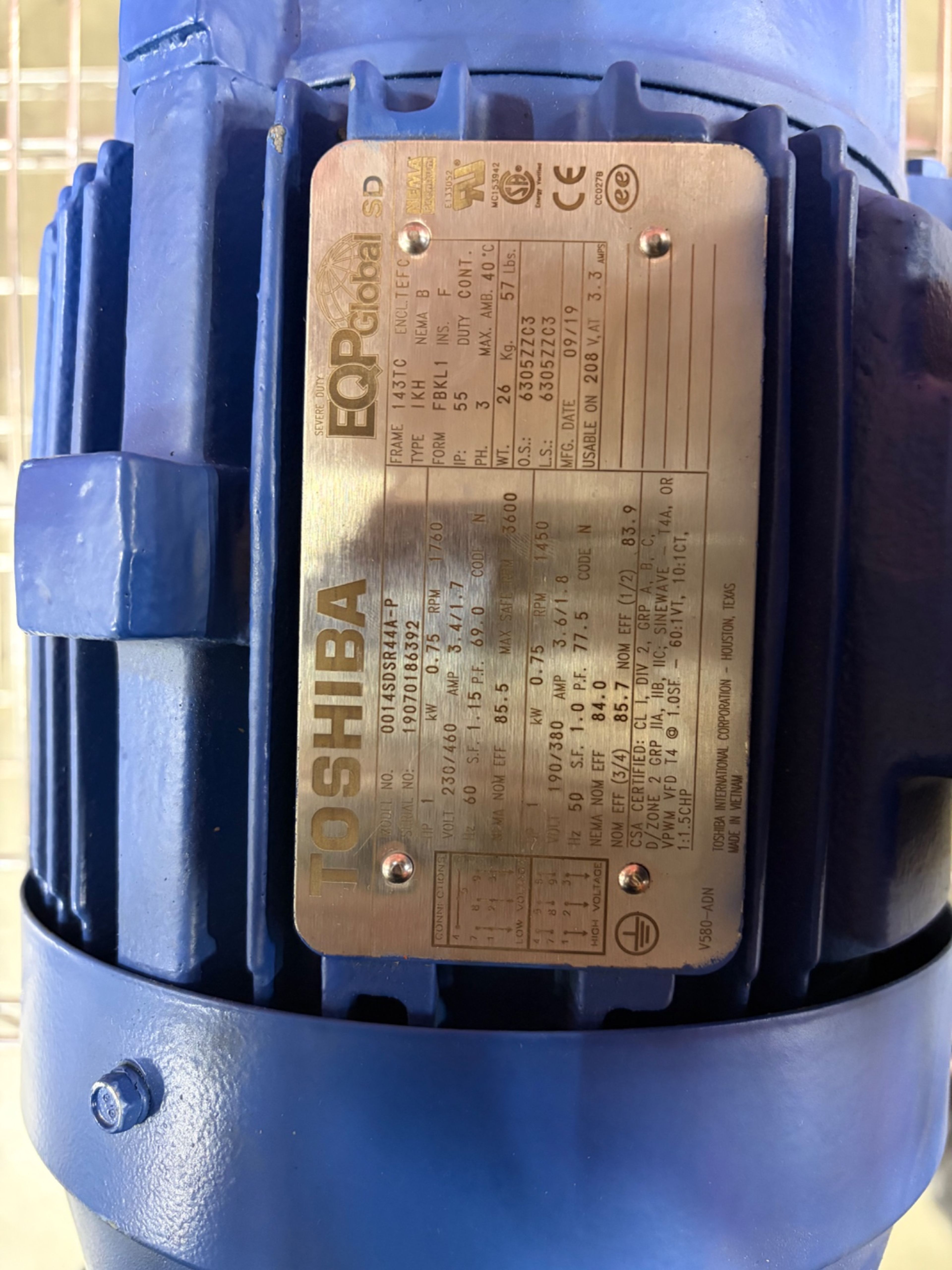 Toshiba 0014SDSR44A-P 1 HP Motor - Document 6