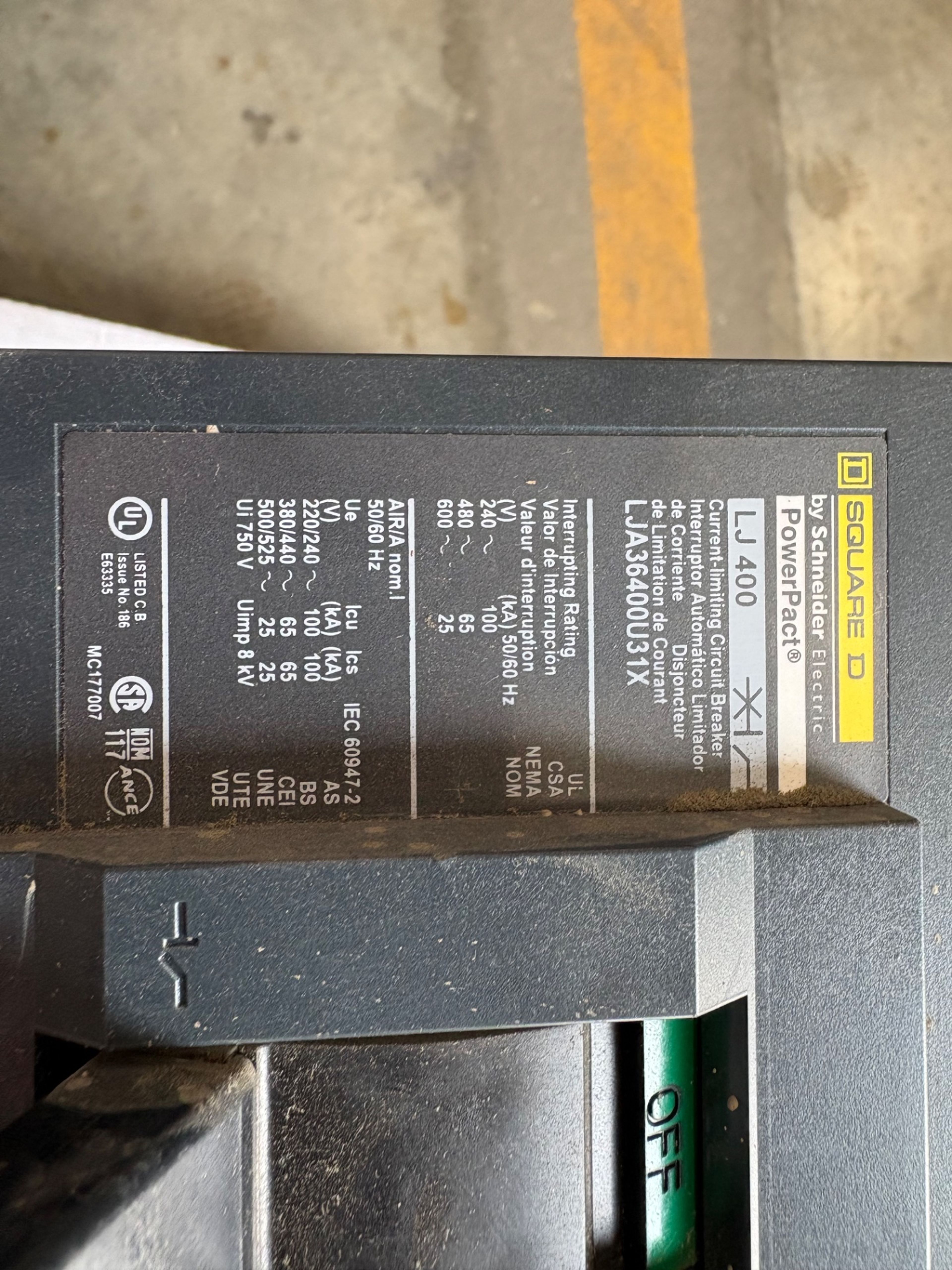 Square D LJA36400U31X 400A 3-Pole Circuit Breaker - Document 2