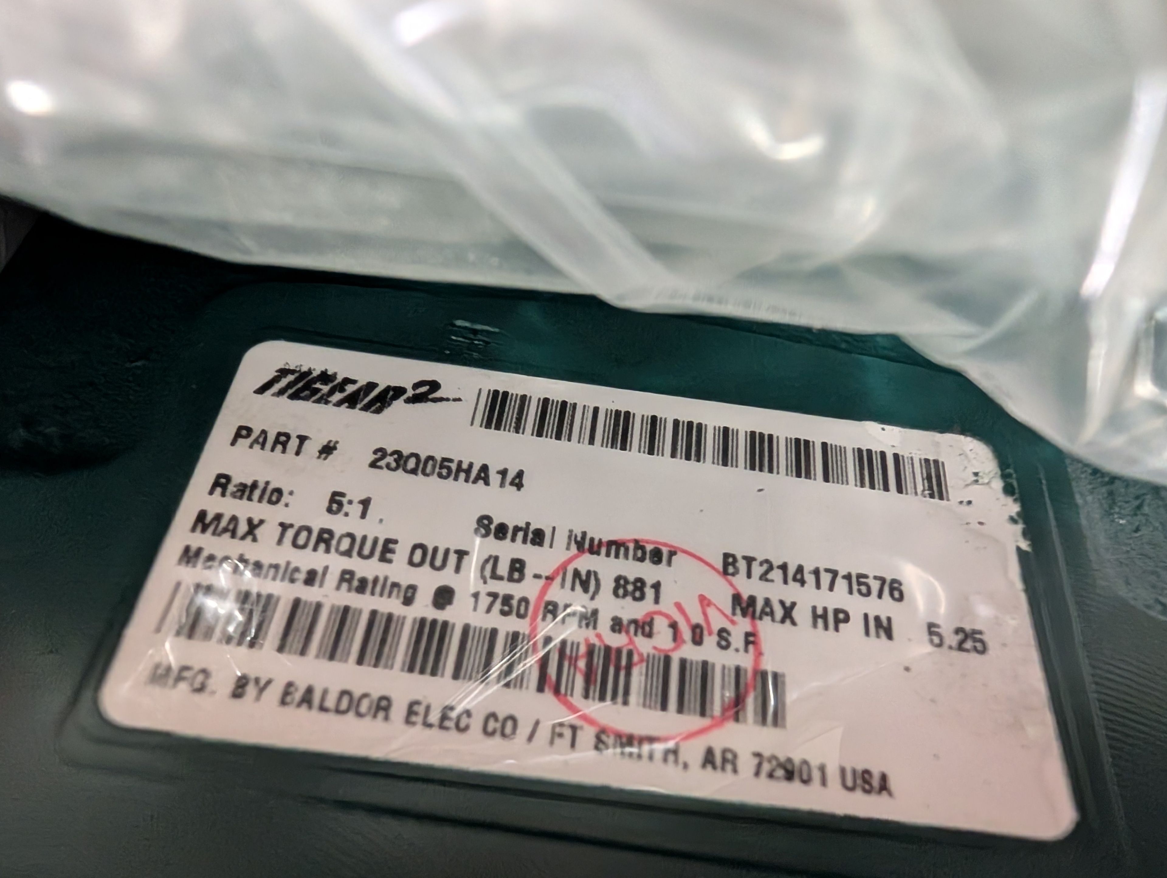 Dodge Tigear - 5:1 Gear Reducer - 23Q05HA14 - Document 2