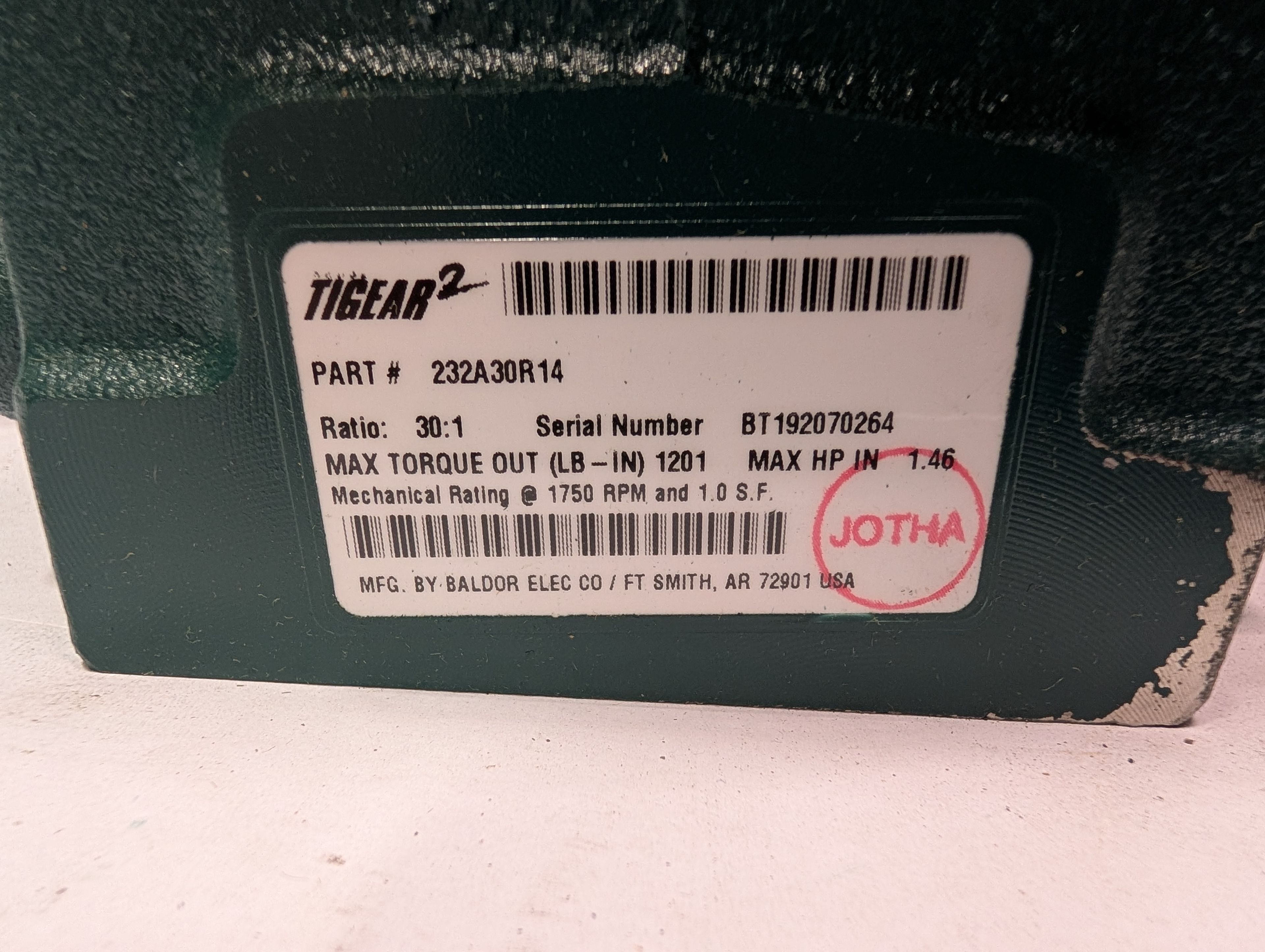 Dodge Tigear - 30:1 Gear Reducer - 232A30R14 - Document 4