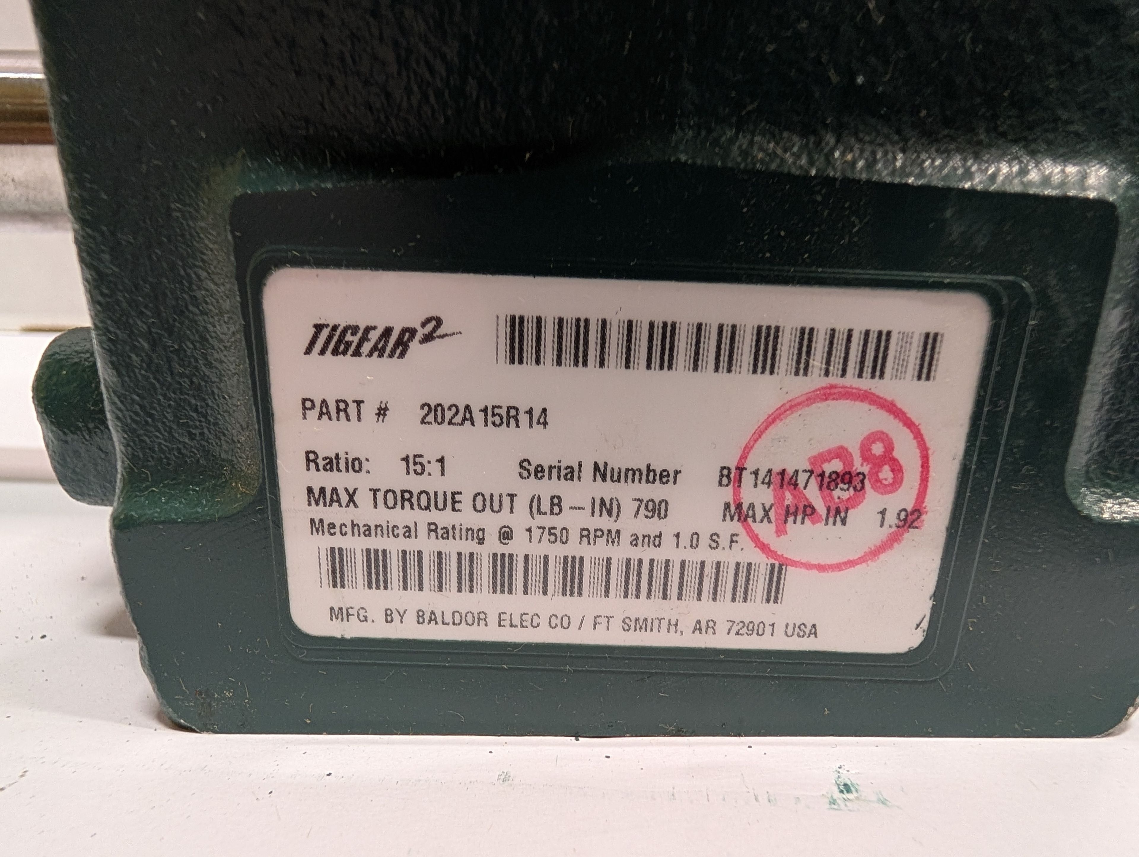 Dodge Tigear - 15:1 Gear Reducer - 202A15R14 - Document 3