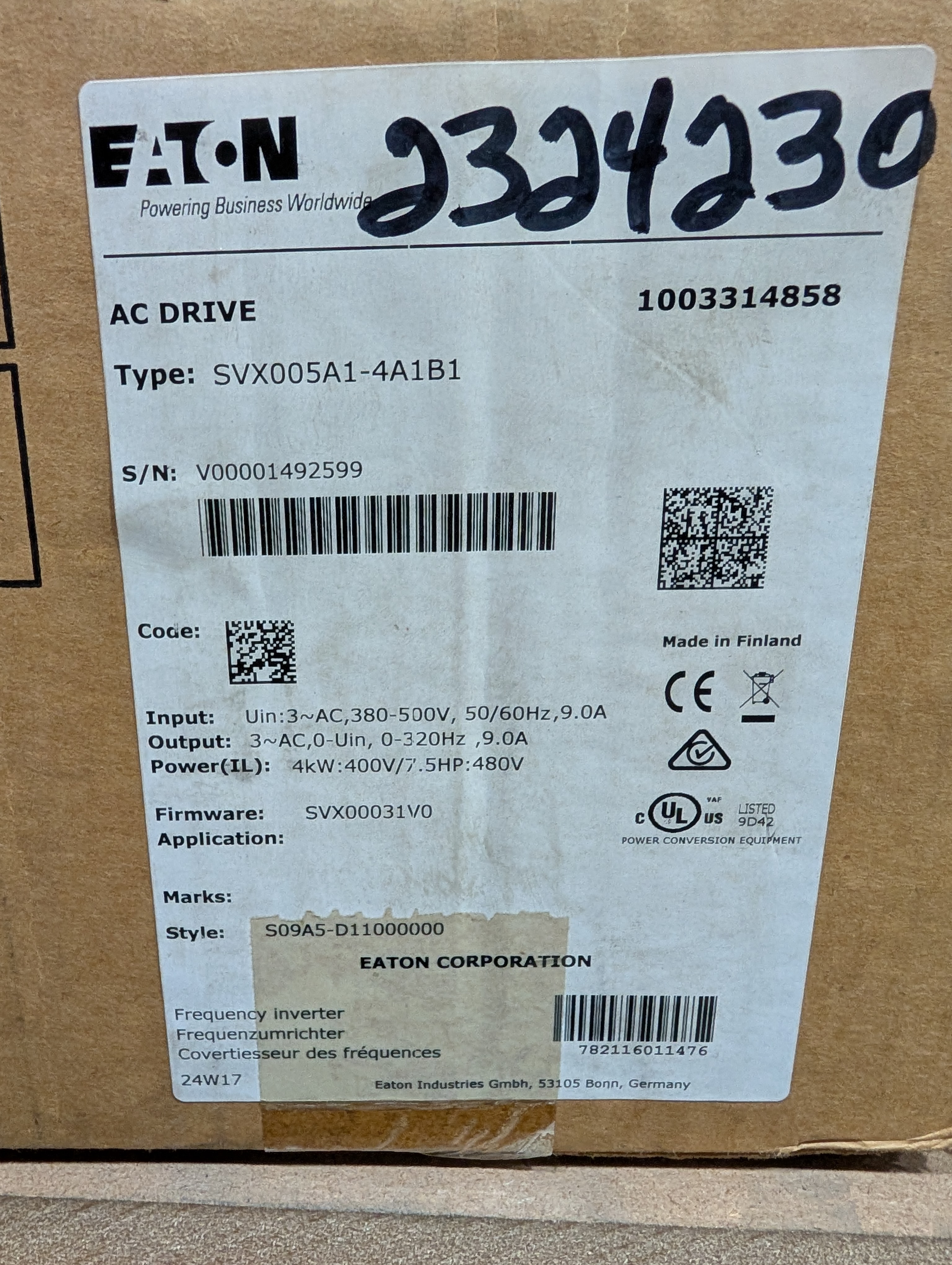 Eaton - Adjustable Frequency Drive - SVX005A1-4A1B1