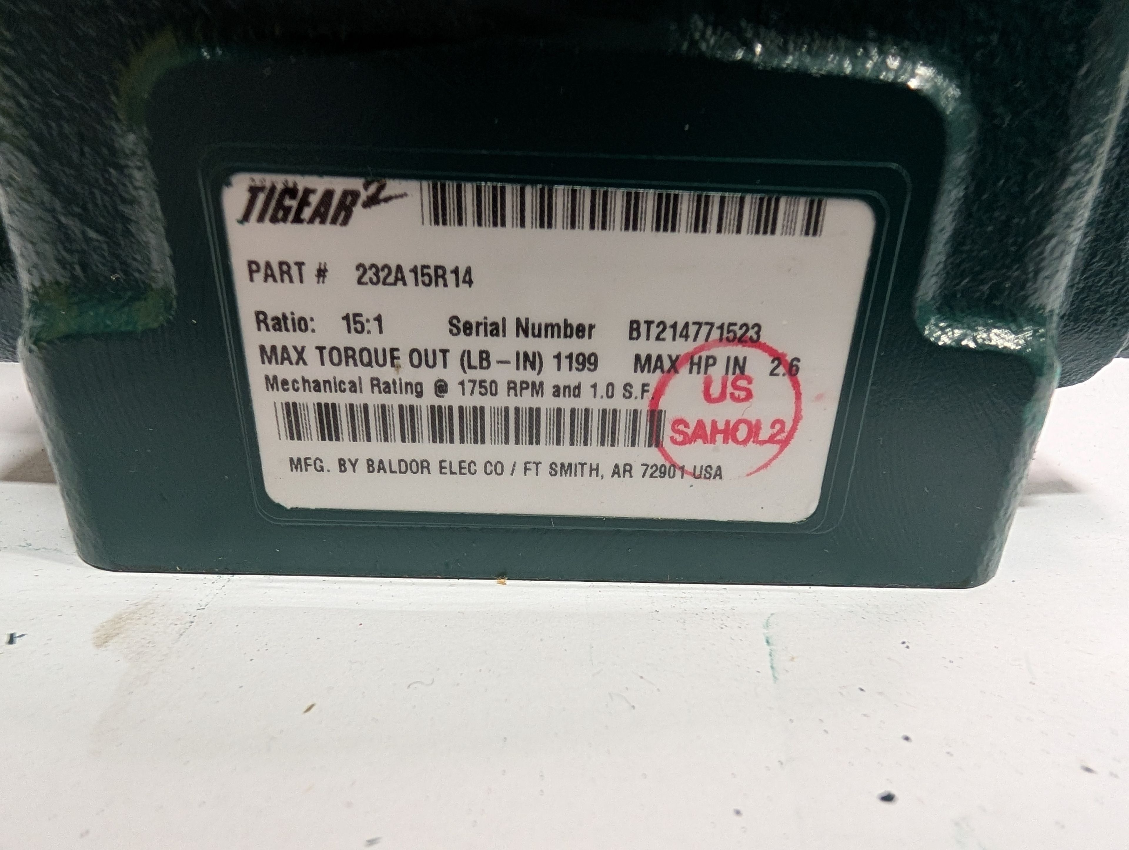 Dodge Tigear 15:1 Gear Reducer - 232A15R14 - Document 4