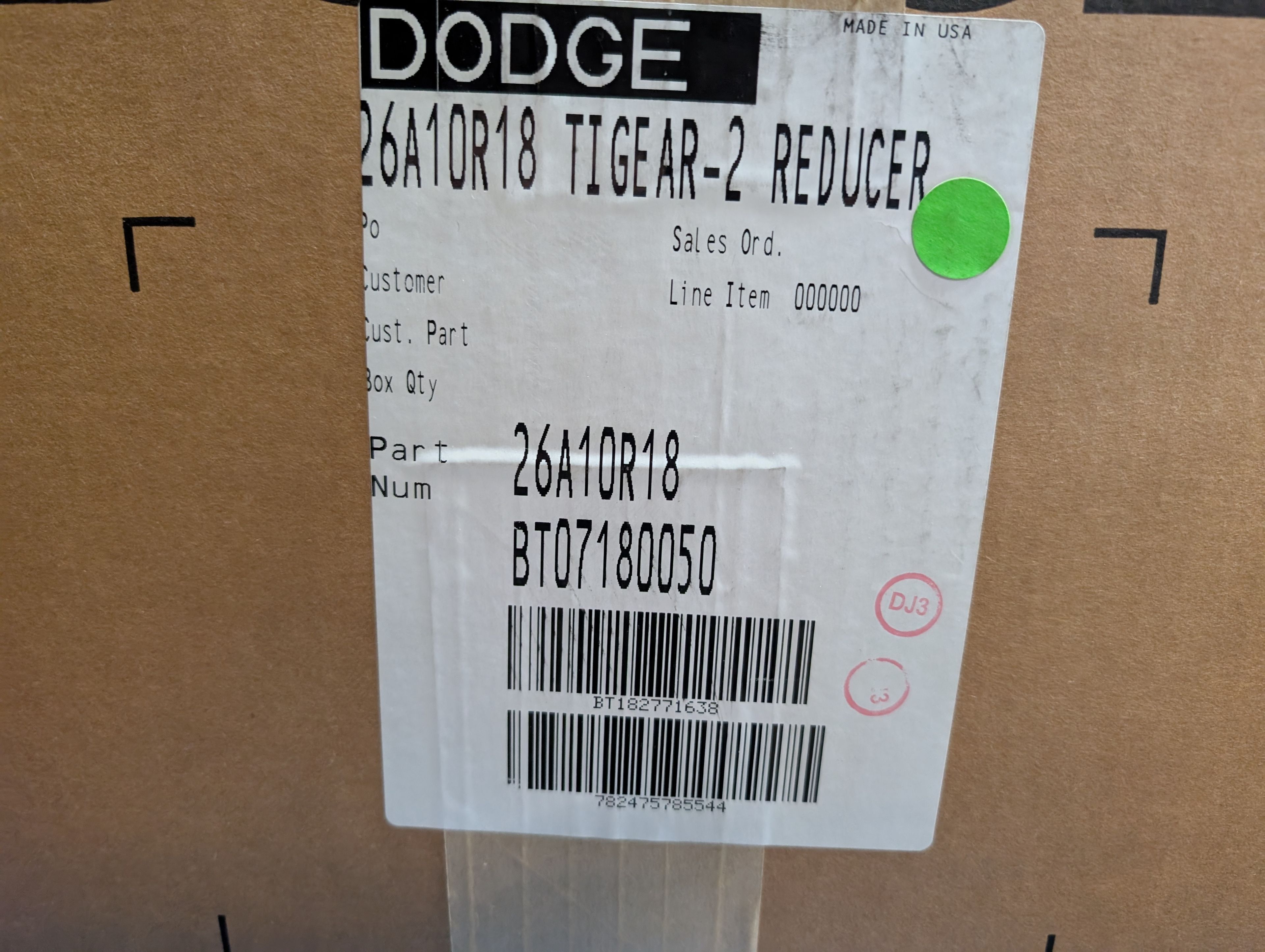 Dodge Tigear - 10:1 Gear Reducer - 26A10R18 - Document 1